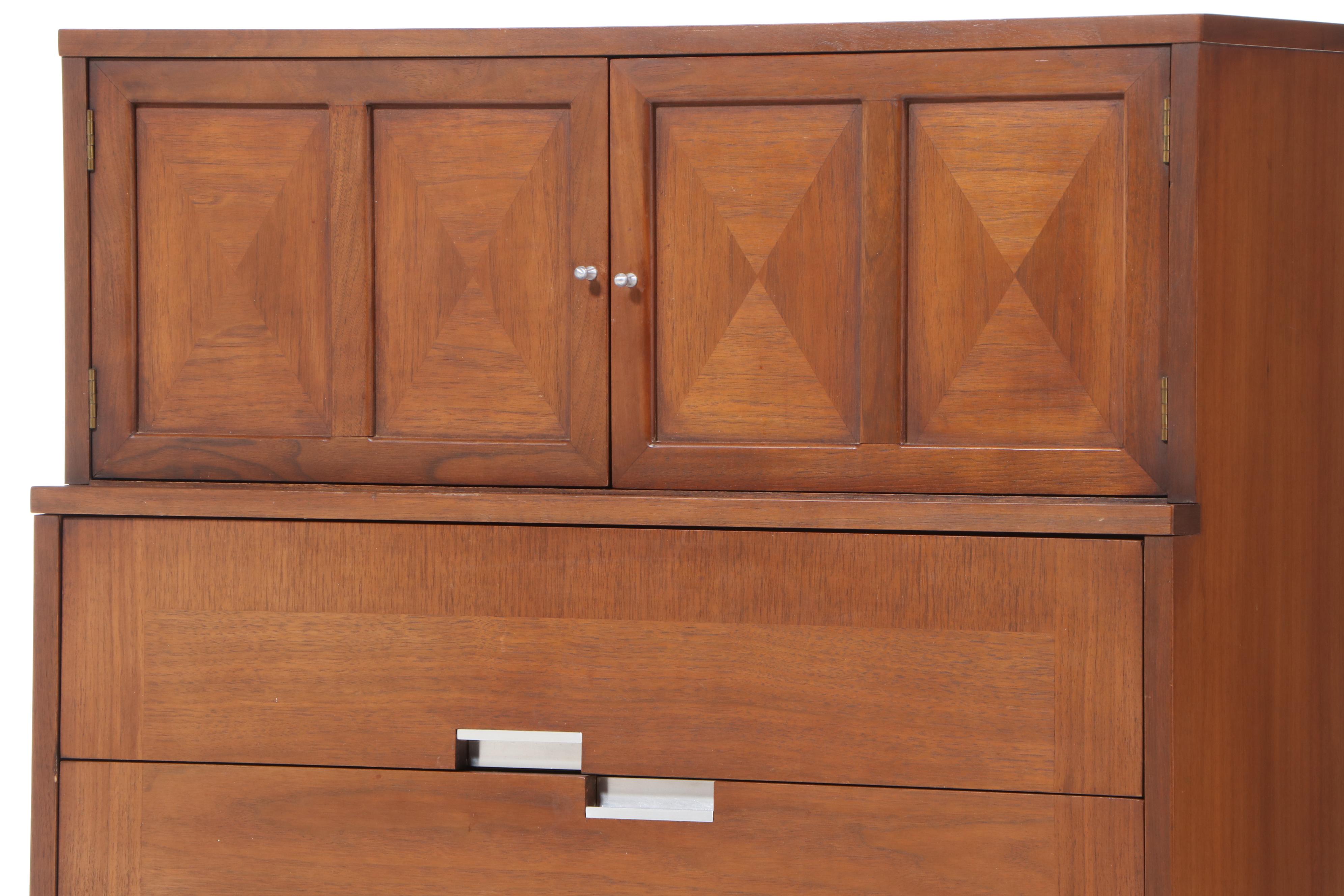 Merton Gershun for American of Martinsville Mid Century Modern Walnut High Chest