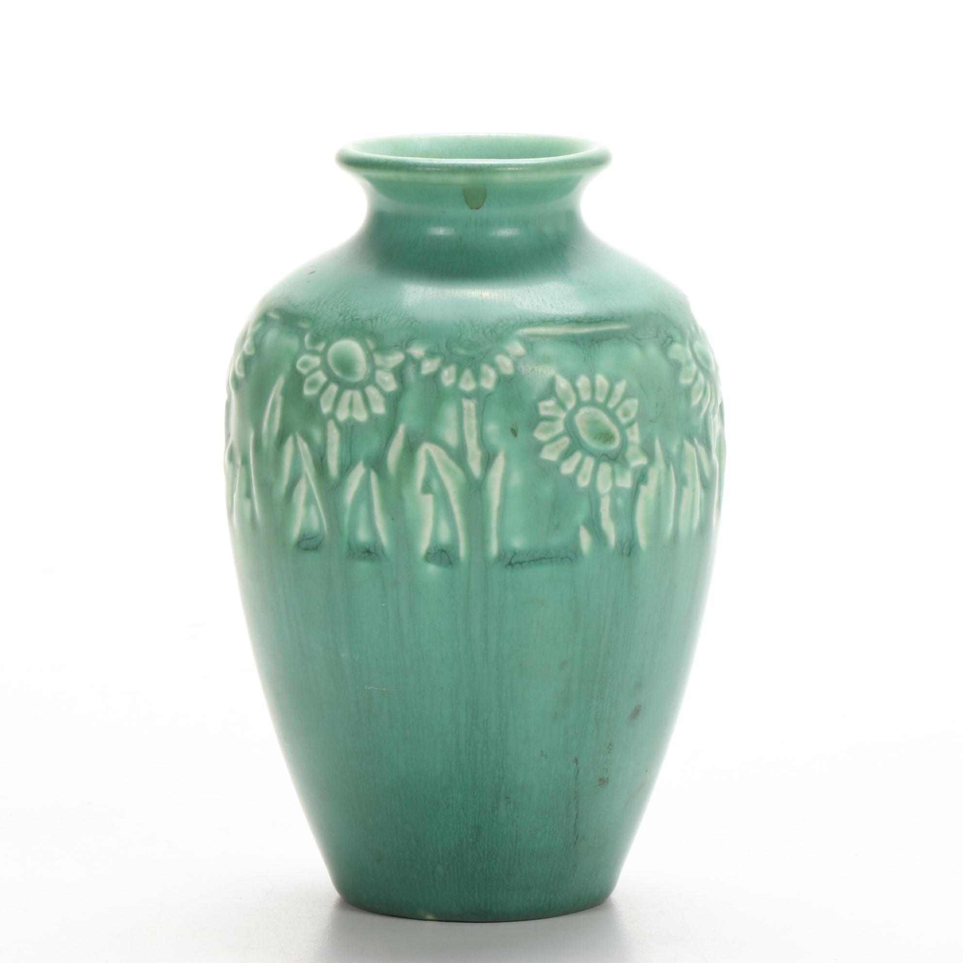 Rookwood Pottery Green Matte Glaze Sunflower Vase, 1928