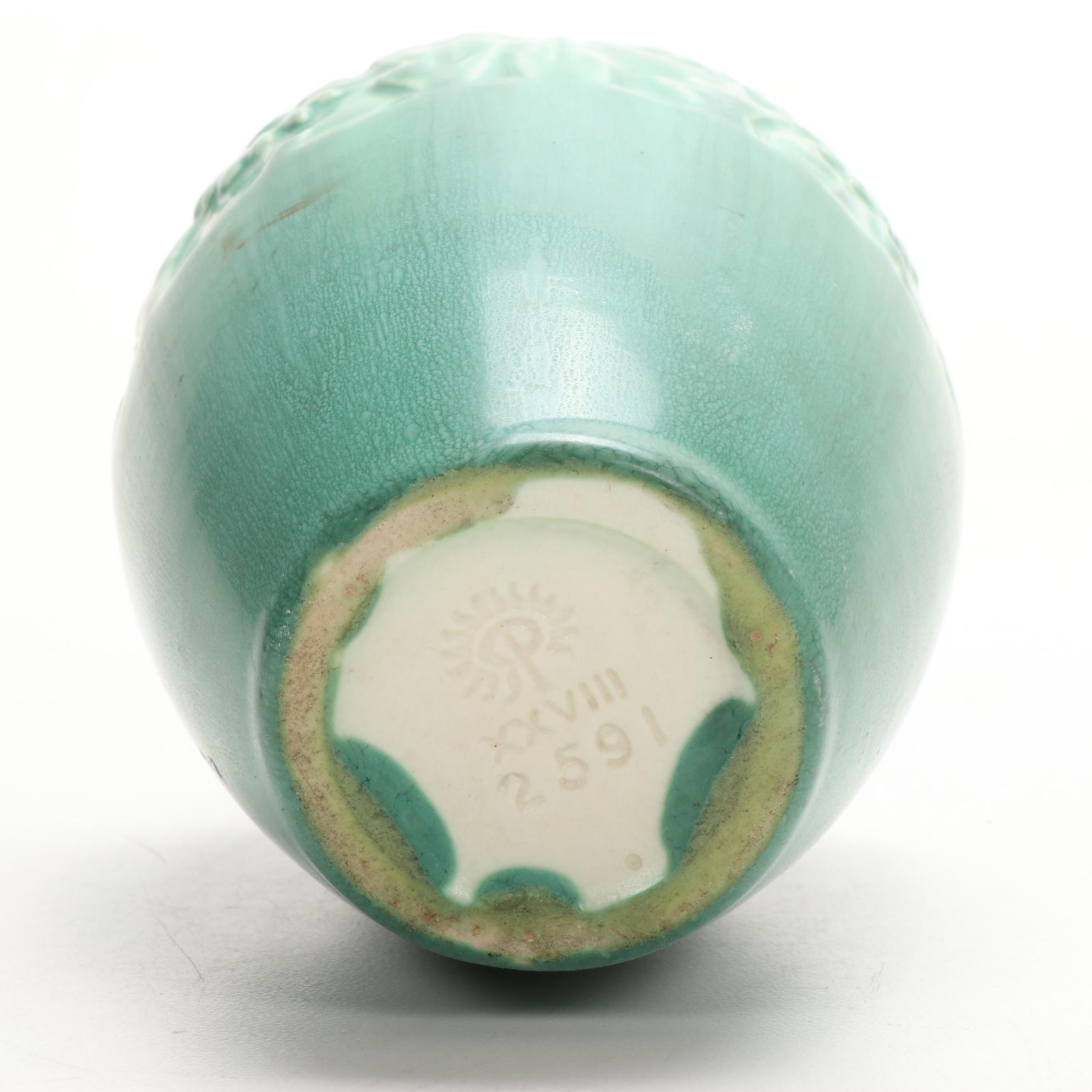 Rookwood Pottery Green Matte Glaze Sunflower Vase, 1928