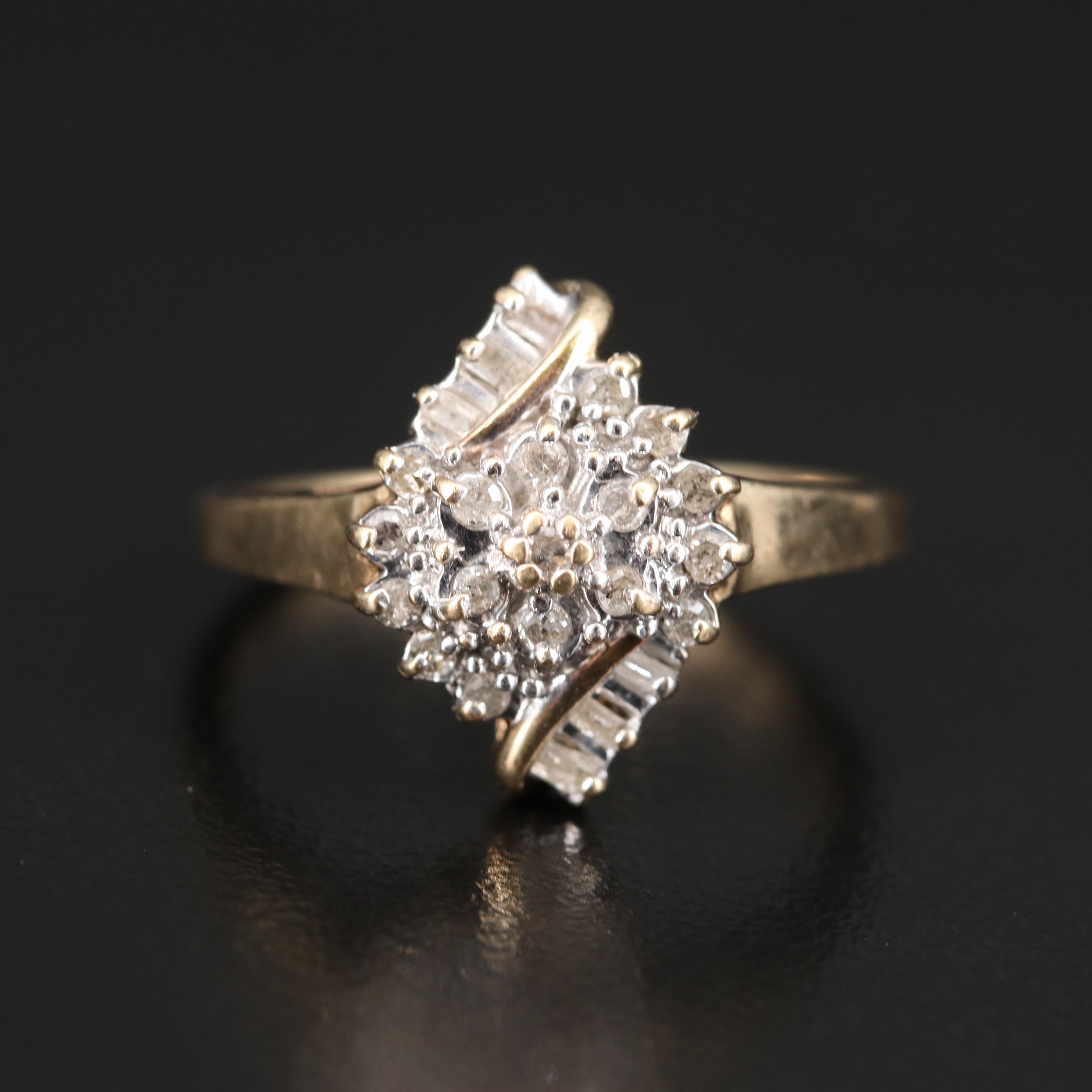 10K Diamond Cluster Ring