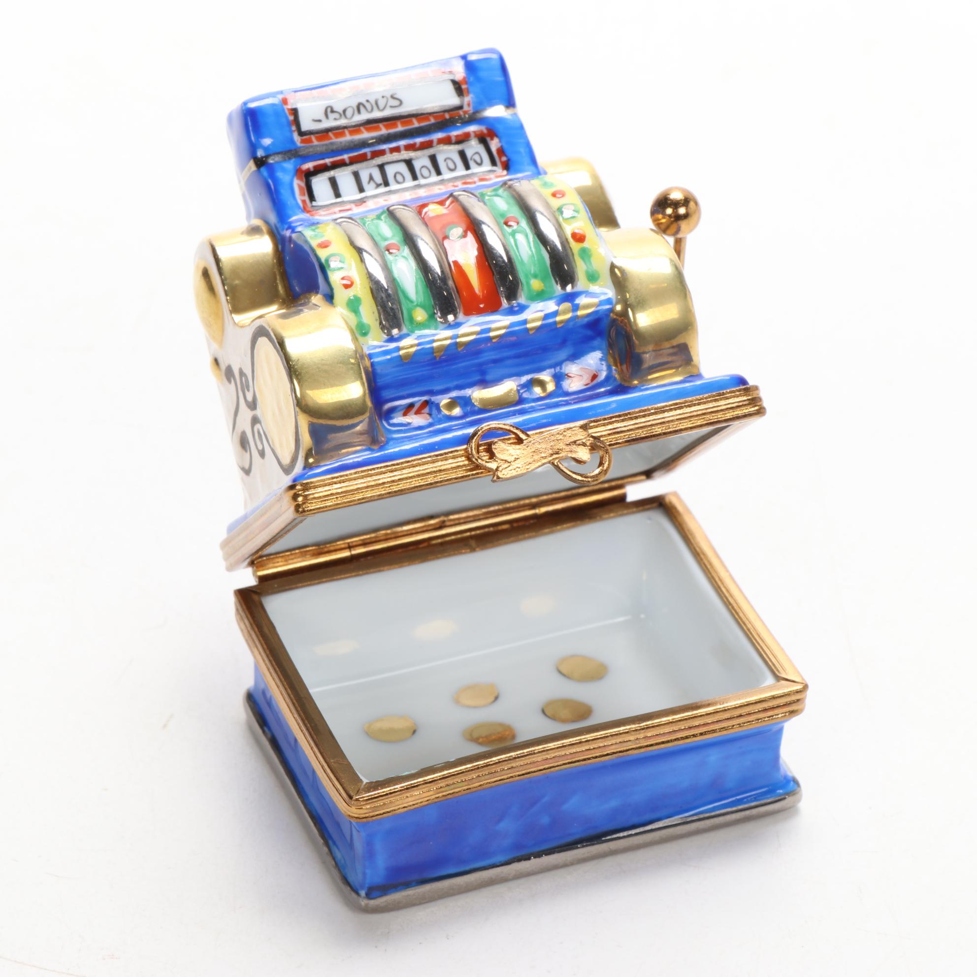 Hand-Painted Slot Machine Porcelain Limoges Box