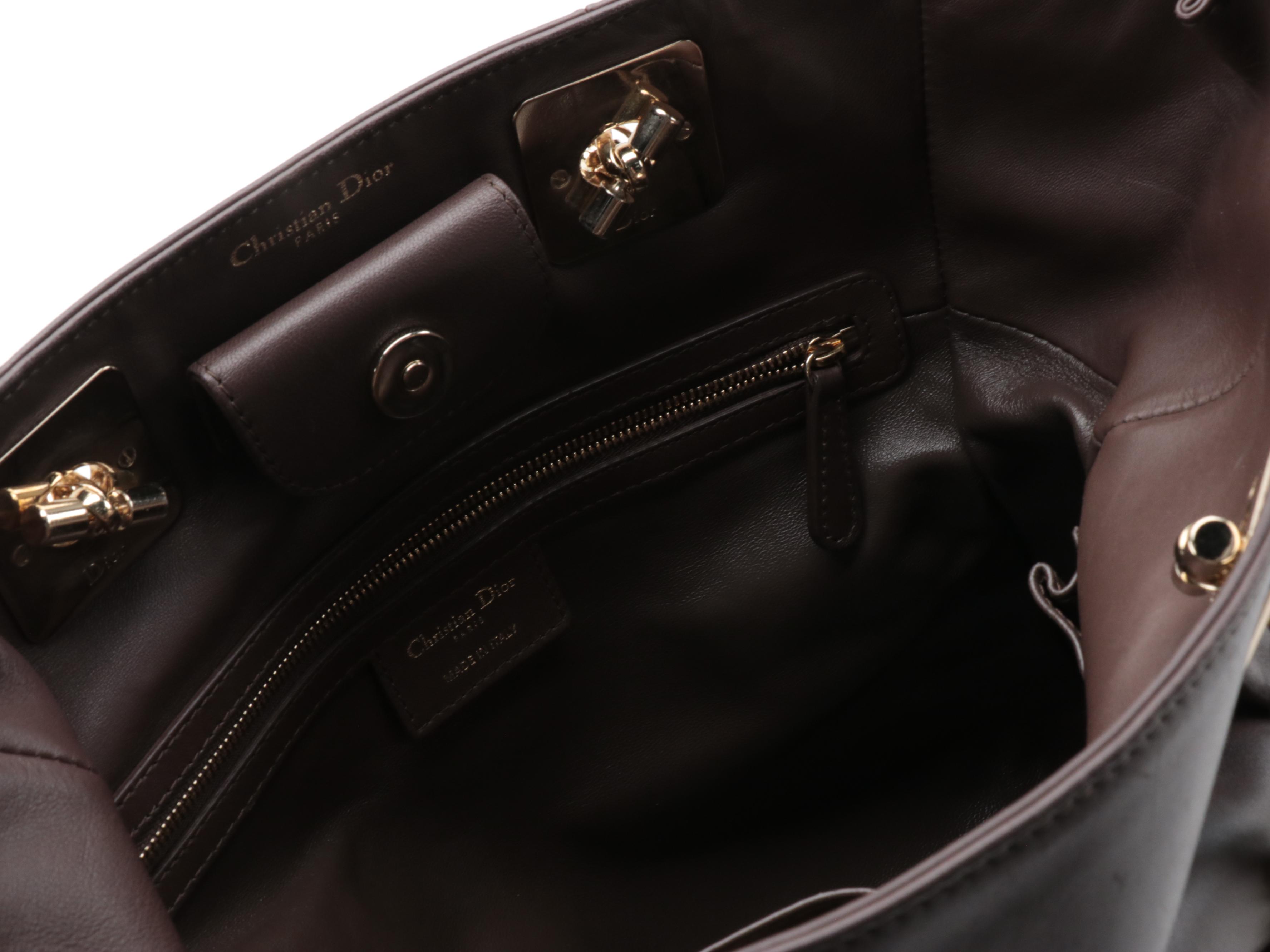 Christian Dior Granville Chain Tote in Brown Cannage Quilted Leather