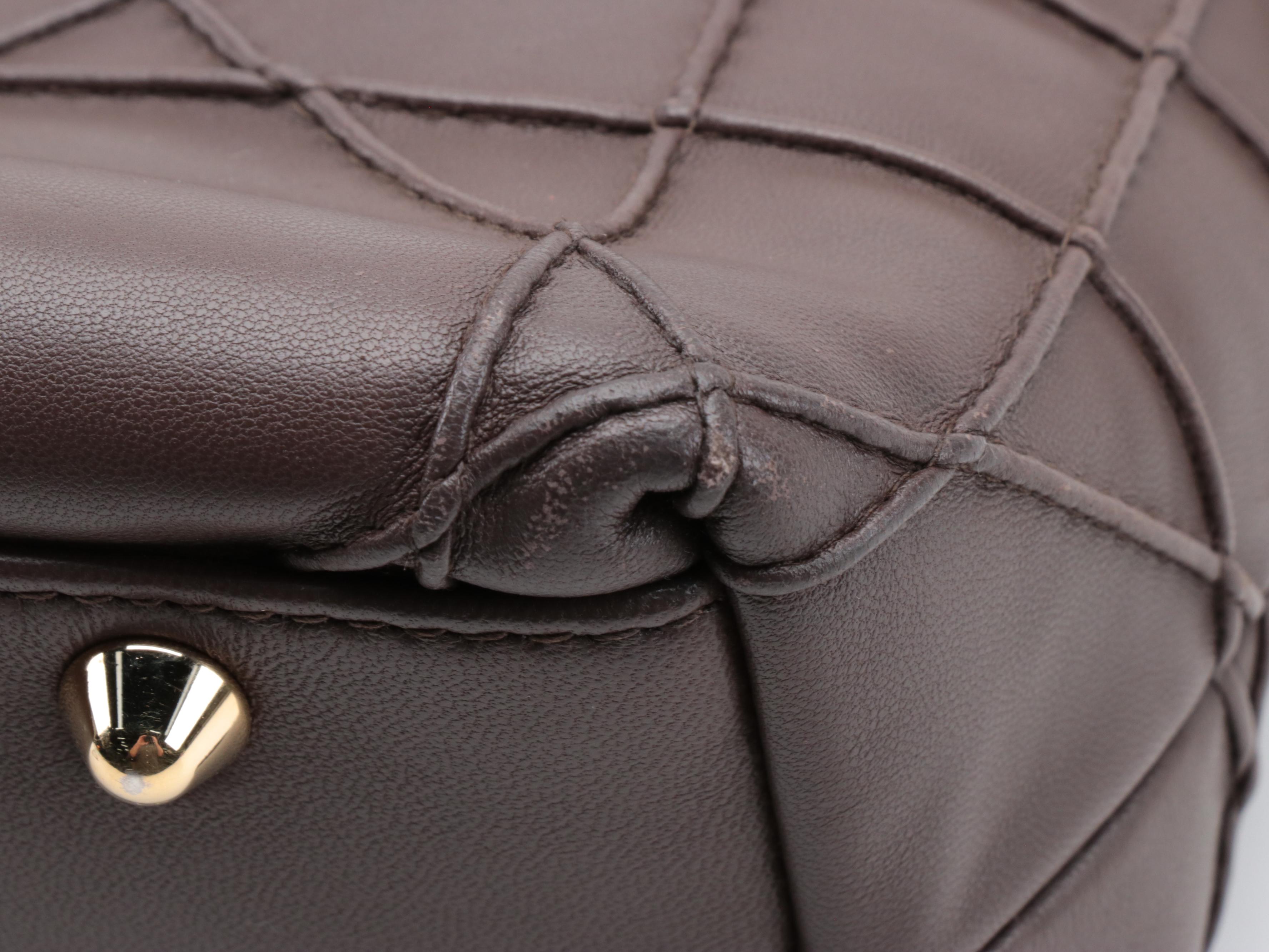 Christian Dior Granville Chain Tote in Brown Cannage Quilted Leather