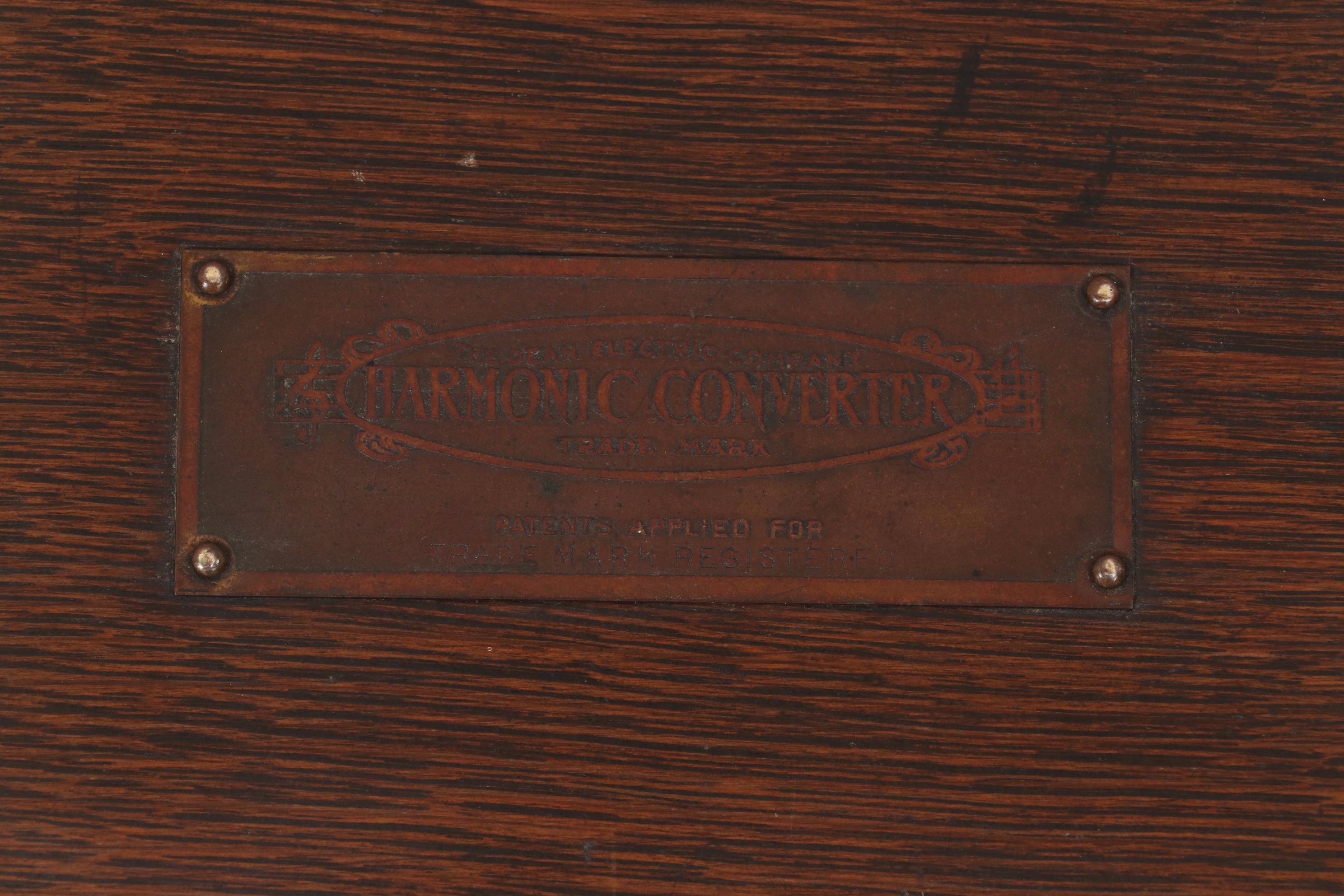 The Dean Electric Company Harmonic Converter Oak and Glass Case, Early 20th C.