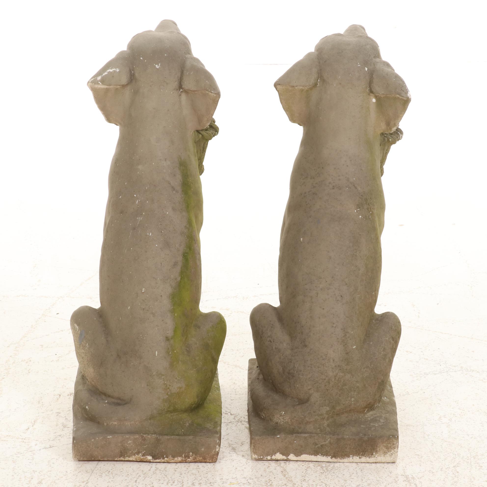 Pair of Resin Dogs with Flower Baskets Lawn Ornaments, Contemporary