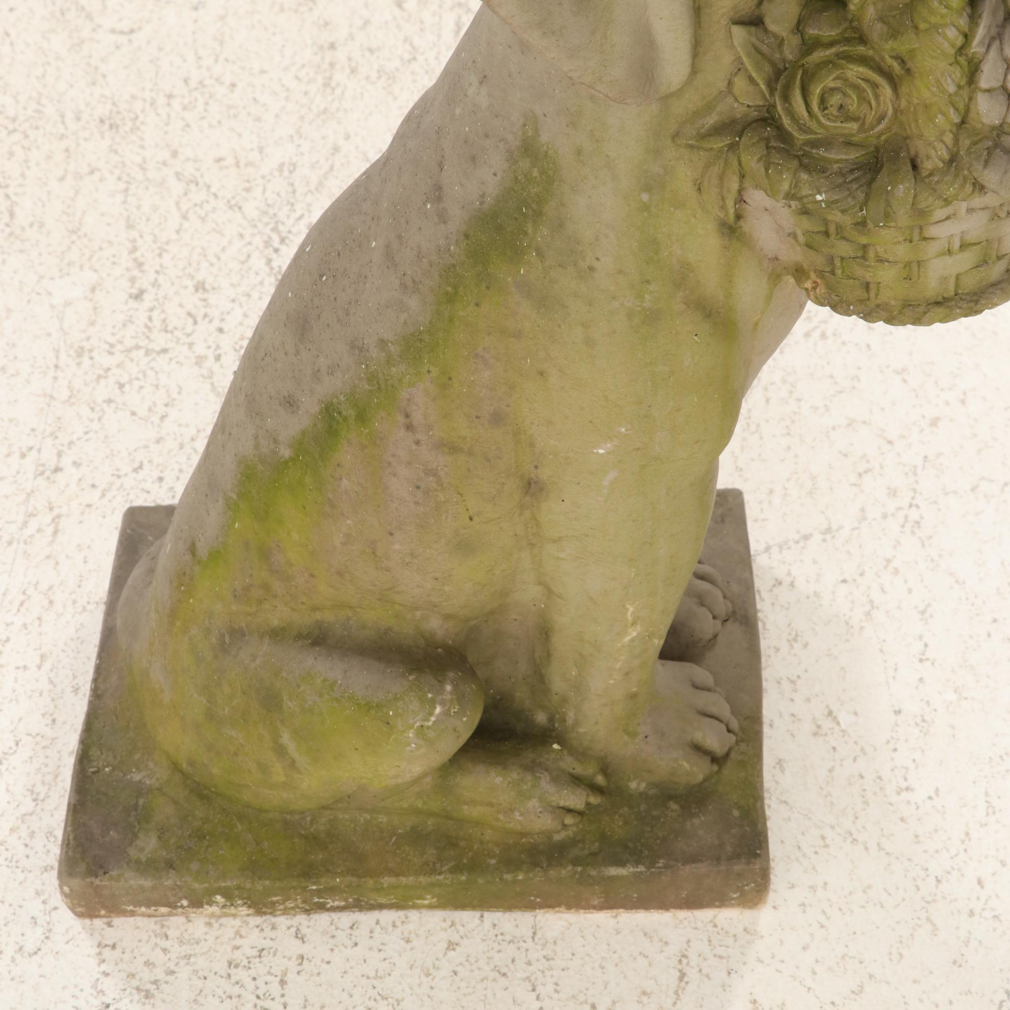 Pair of Resin Dogs with Flower Baskets Lawn Ornaments, Contemporary