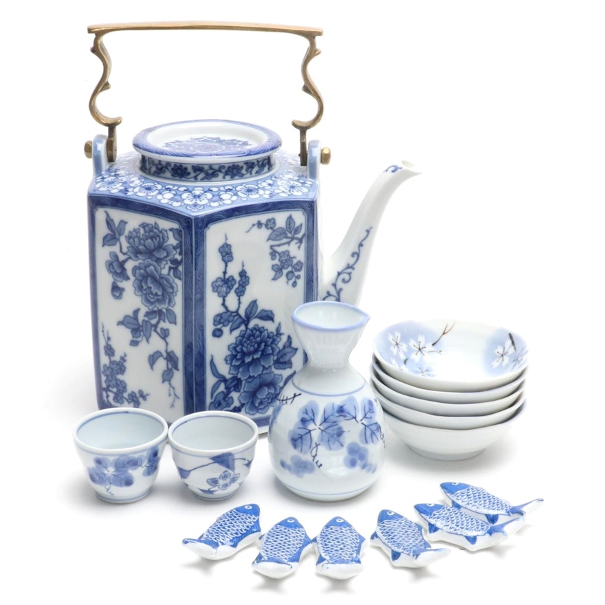 Kaiser Teapot and Other Blue and White Porcelain, Late 20th Century