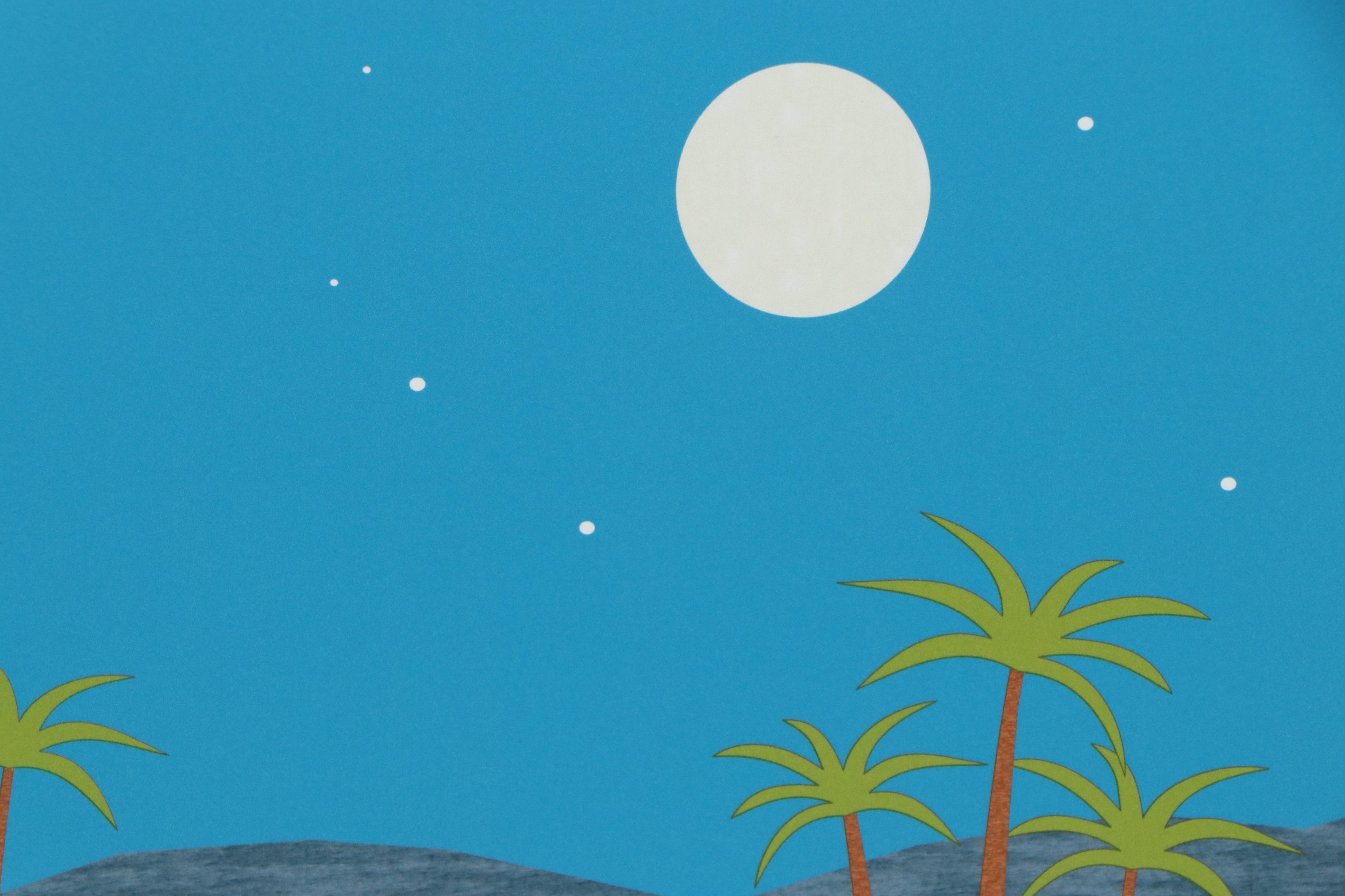 Donna Mibus Giclée "Black Cat Admires Palm Springs Mid Century House"