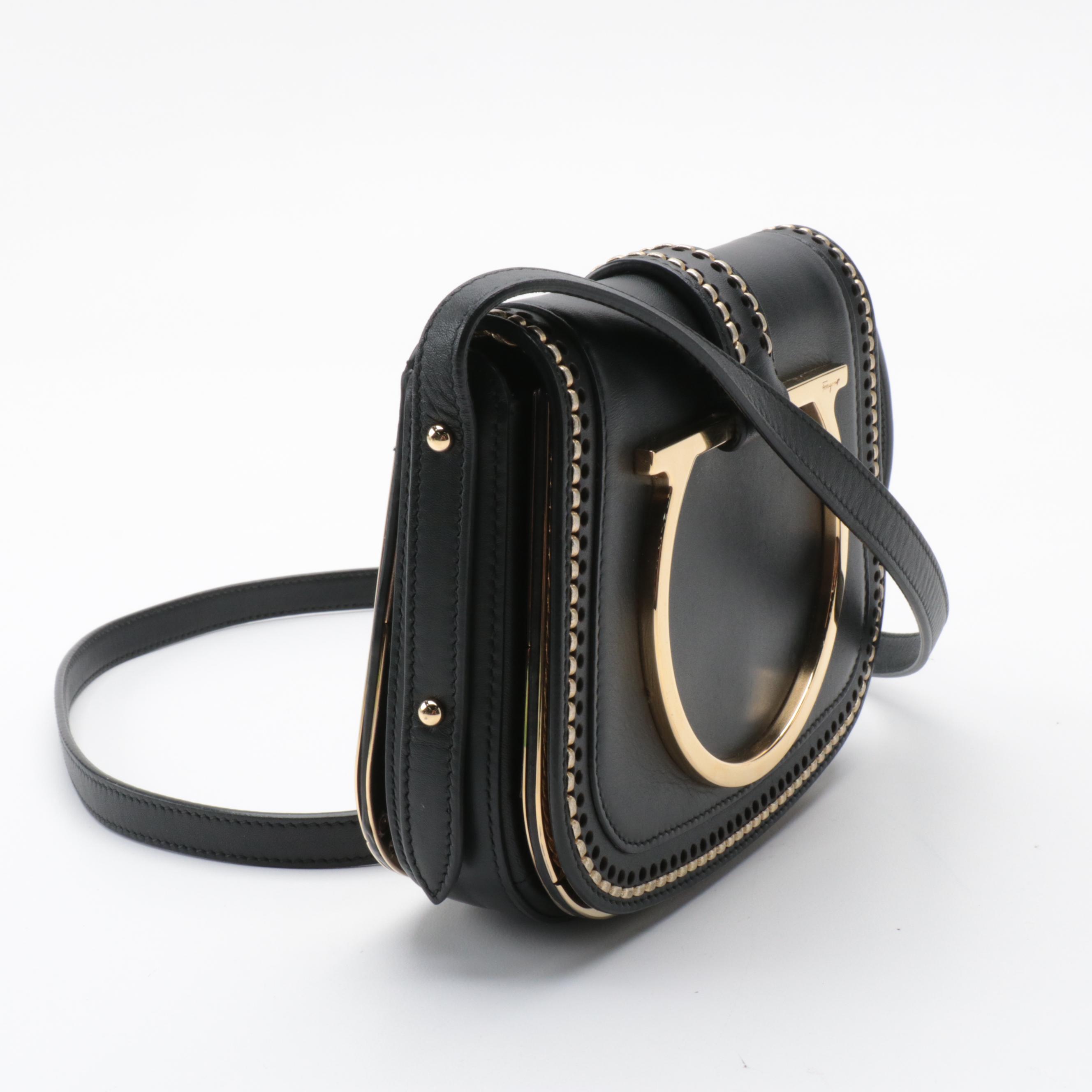 Salvatore Ferragamo Sabine Crossbody Bag in Black Leather