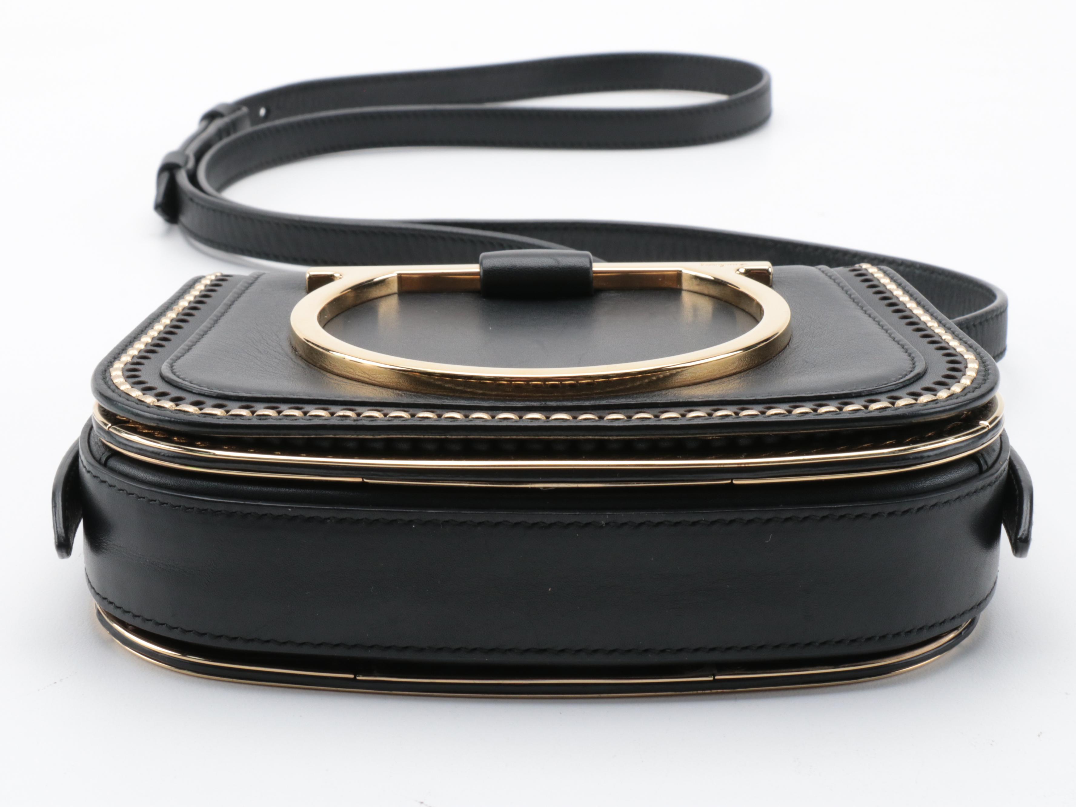 Salvatore Ferragamo Sabine Crossbody Bag in Black Leather
