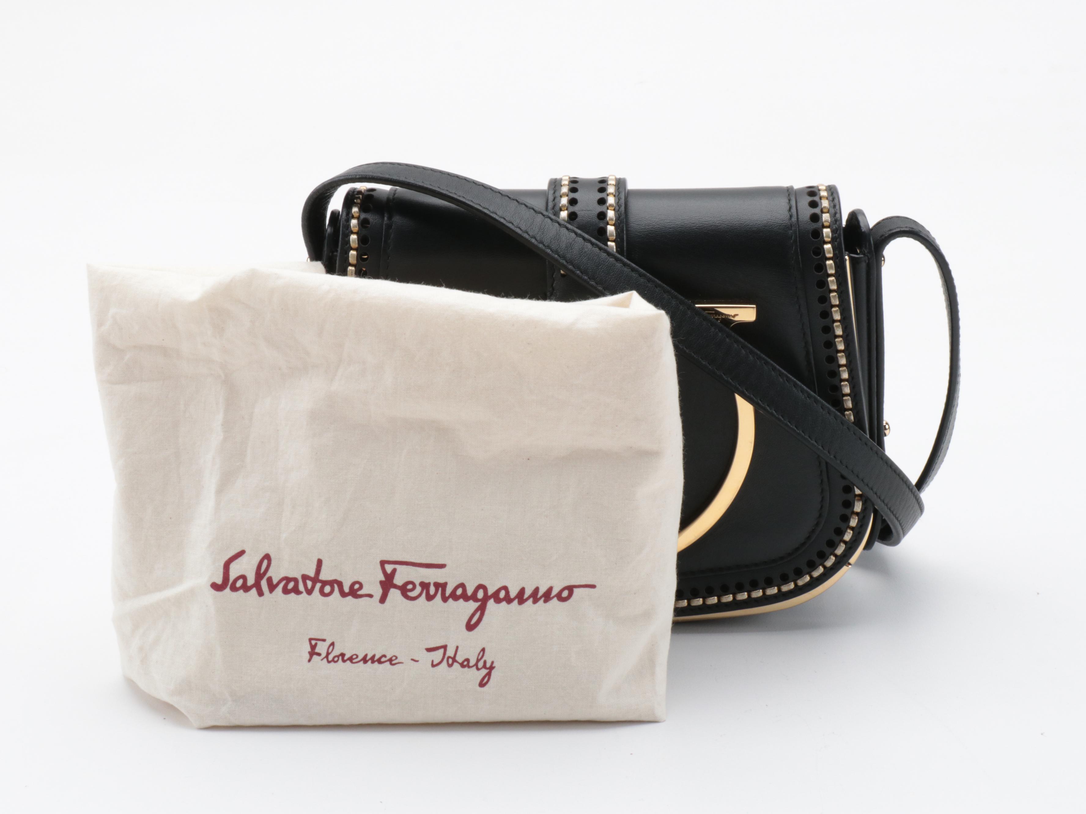 Salvatore Ferragamo Sabine Crossbody Bag in Black Leather
