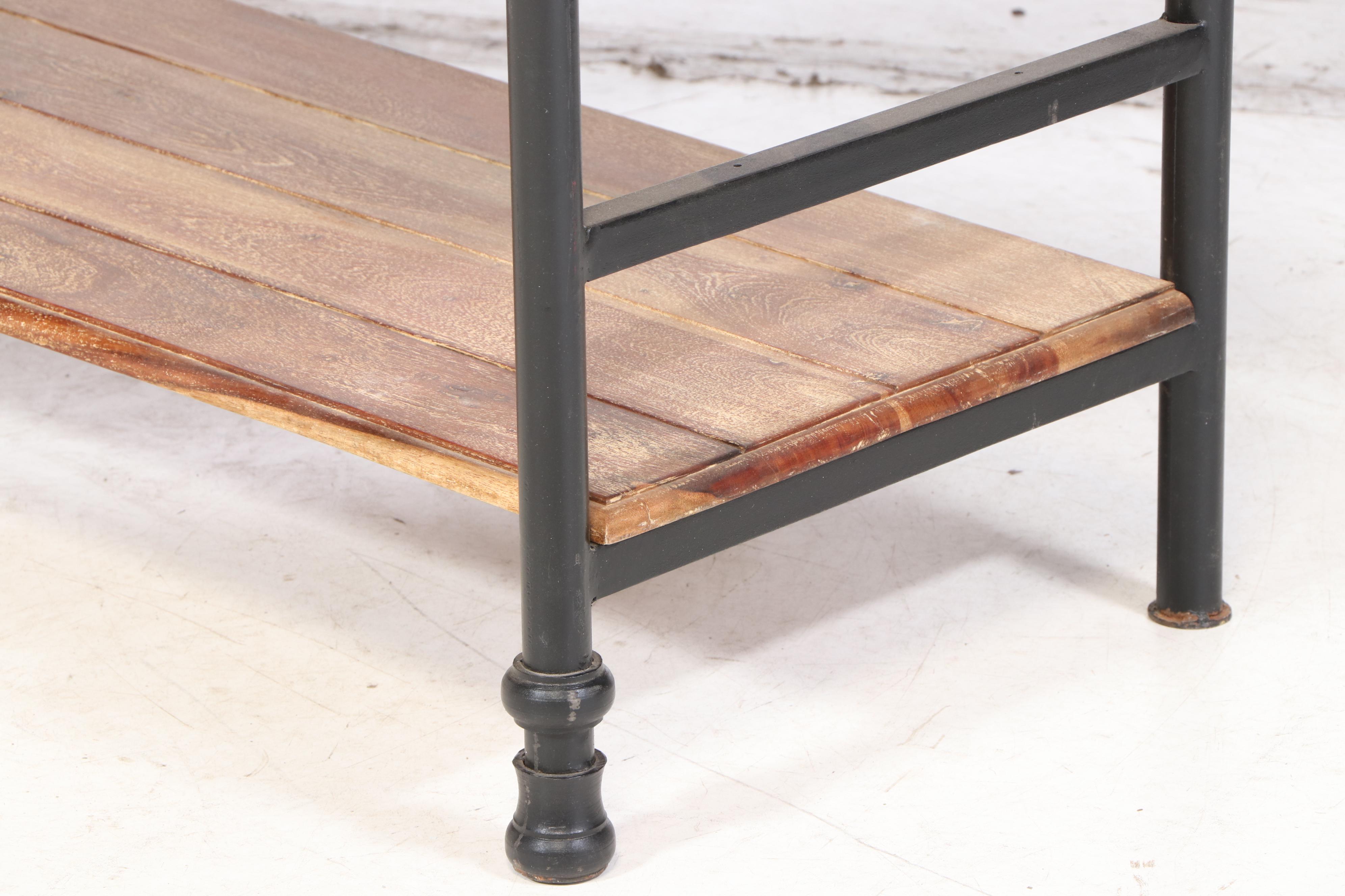 Industrial Style Metal and Distressed Wood Bakers Rack, 21st Century