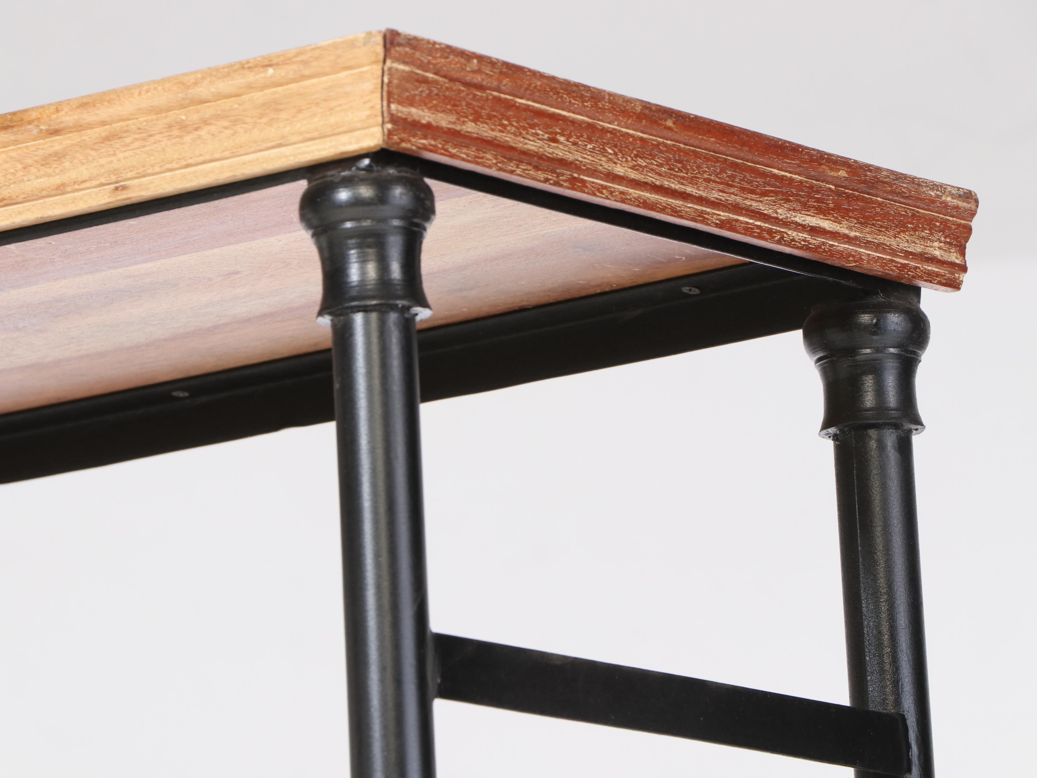 Industrial Style Metal and Distressed Wood Bakers Rack, 21st Century