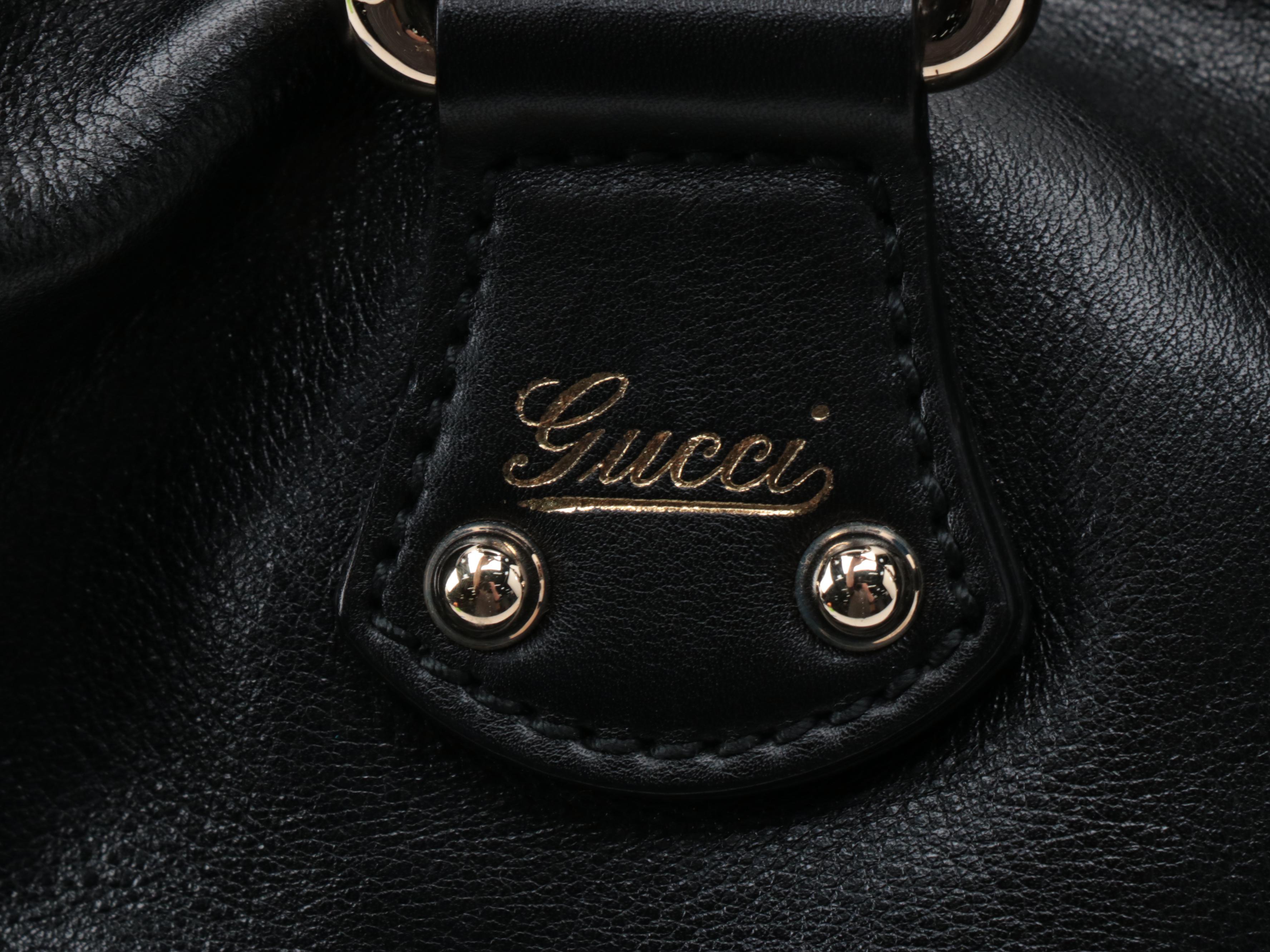 Gucci Bamboo Boston Bag in Black Leather