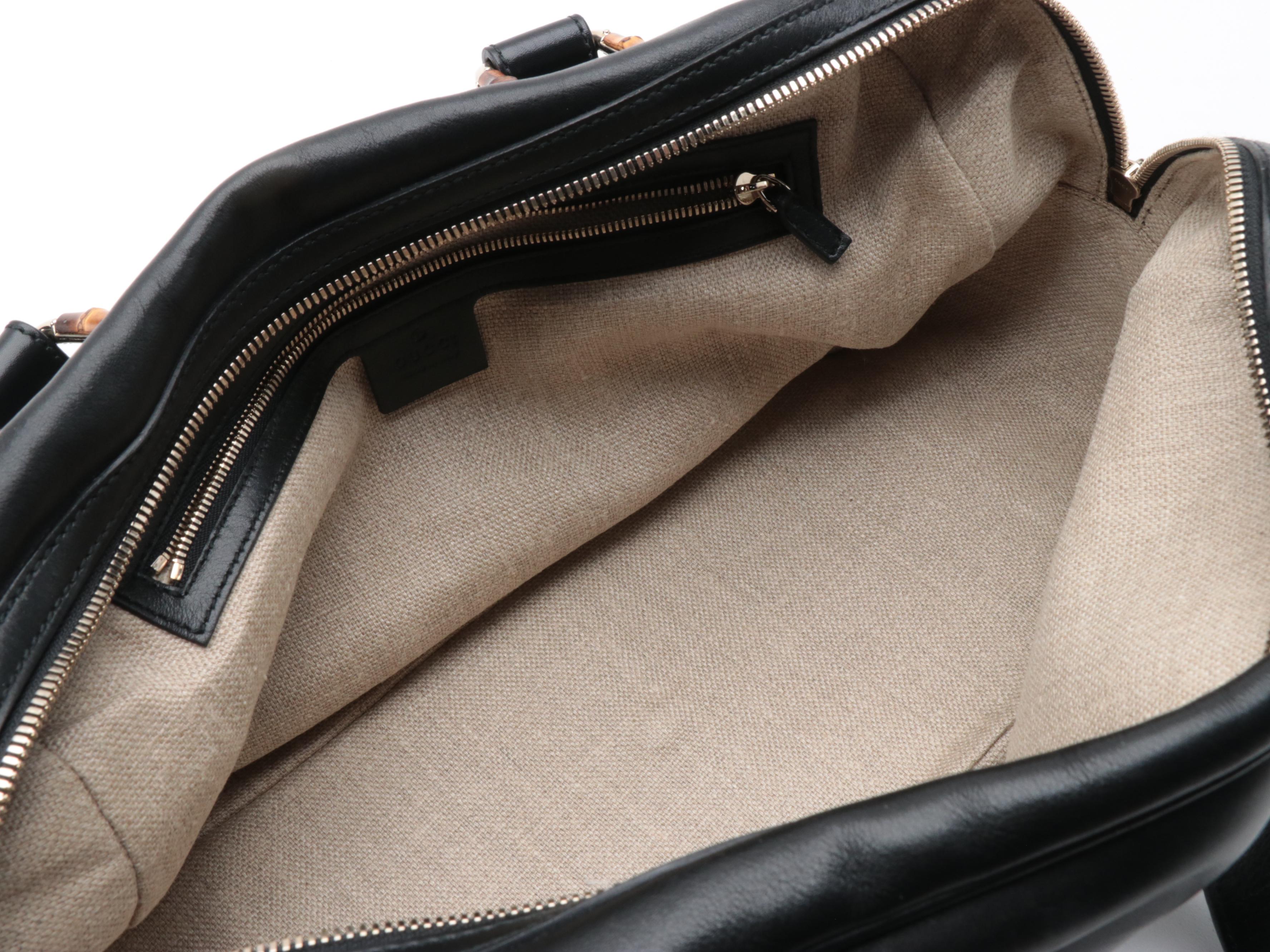 Gucci Bamboo Boston Bag in Black Leather