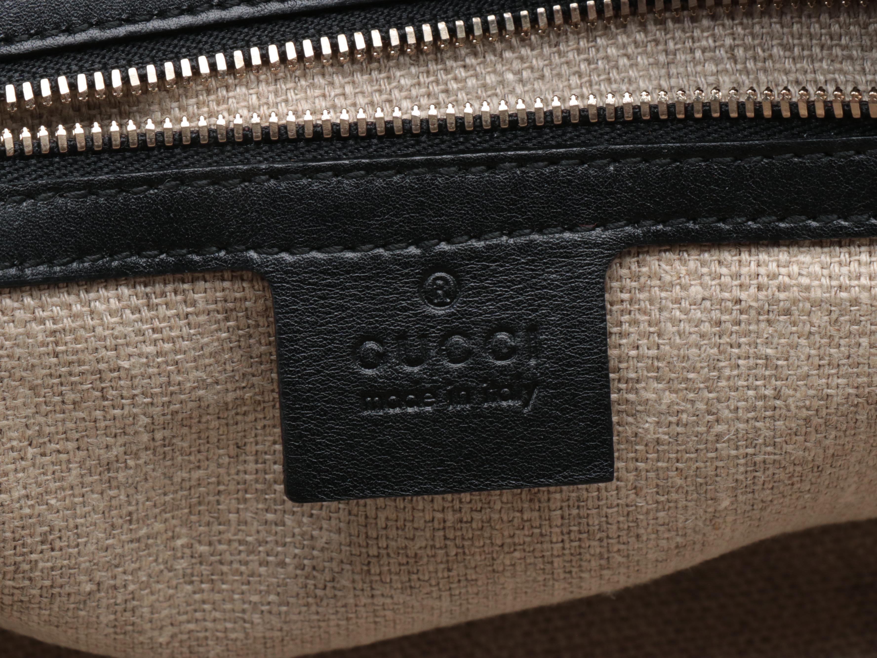 Gucci Bamboo Boston Bag in Black Leather
