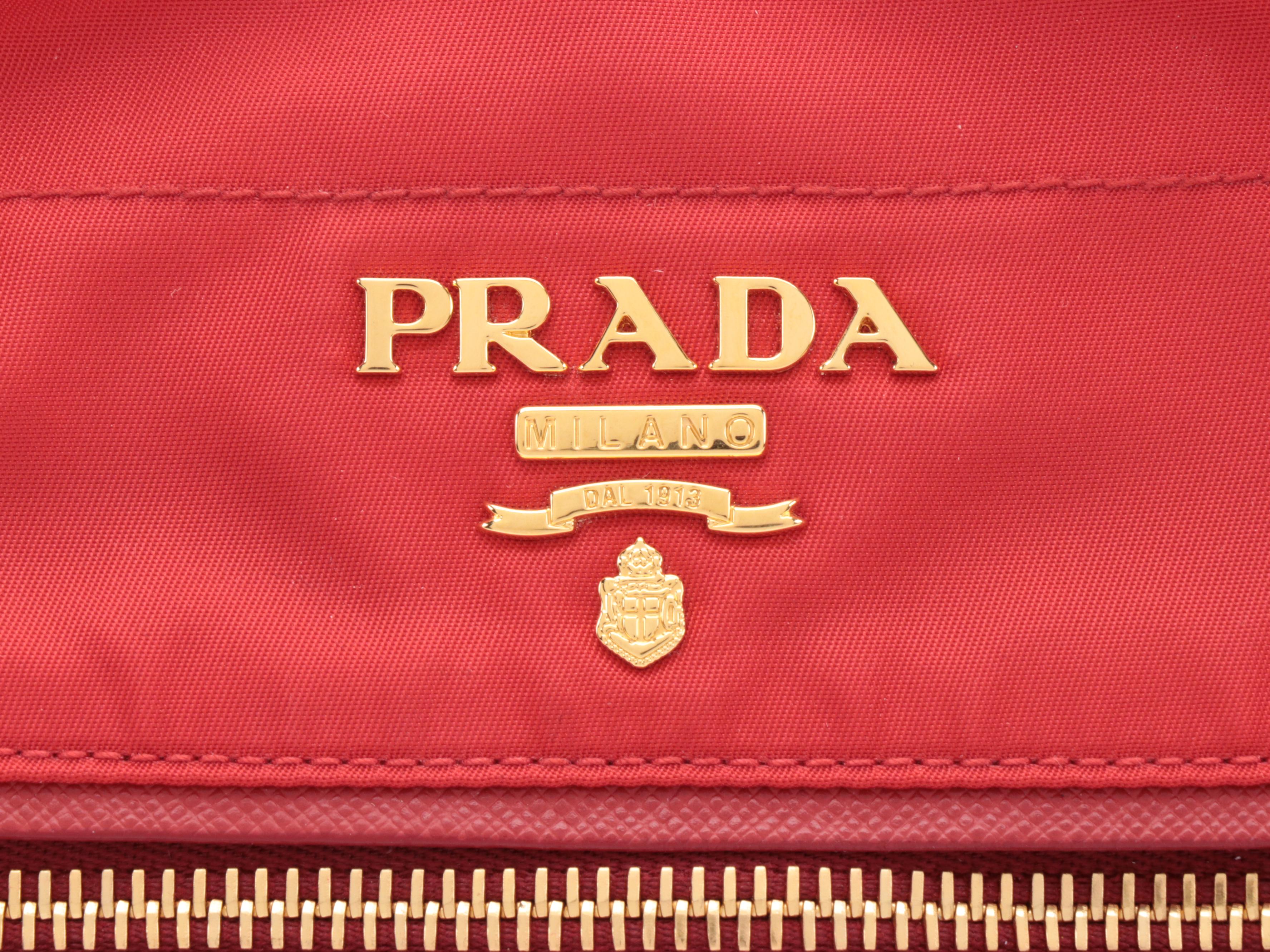 Prada Red Tessuto Nylon and Leather Two-Way Zip Tote