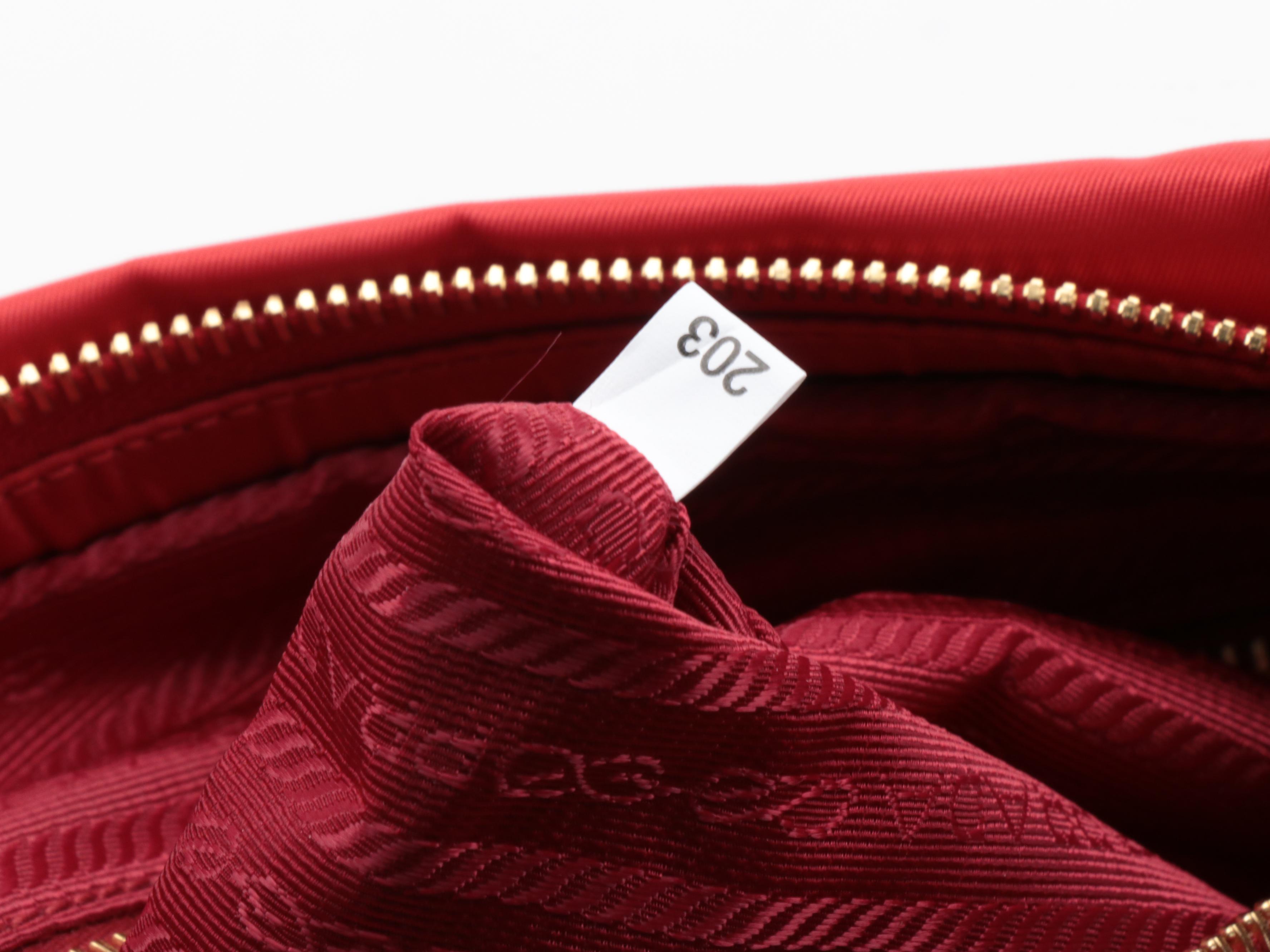 Prada Red Tessuto Nylon and Leather Two-Way Zip Tote