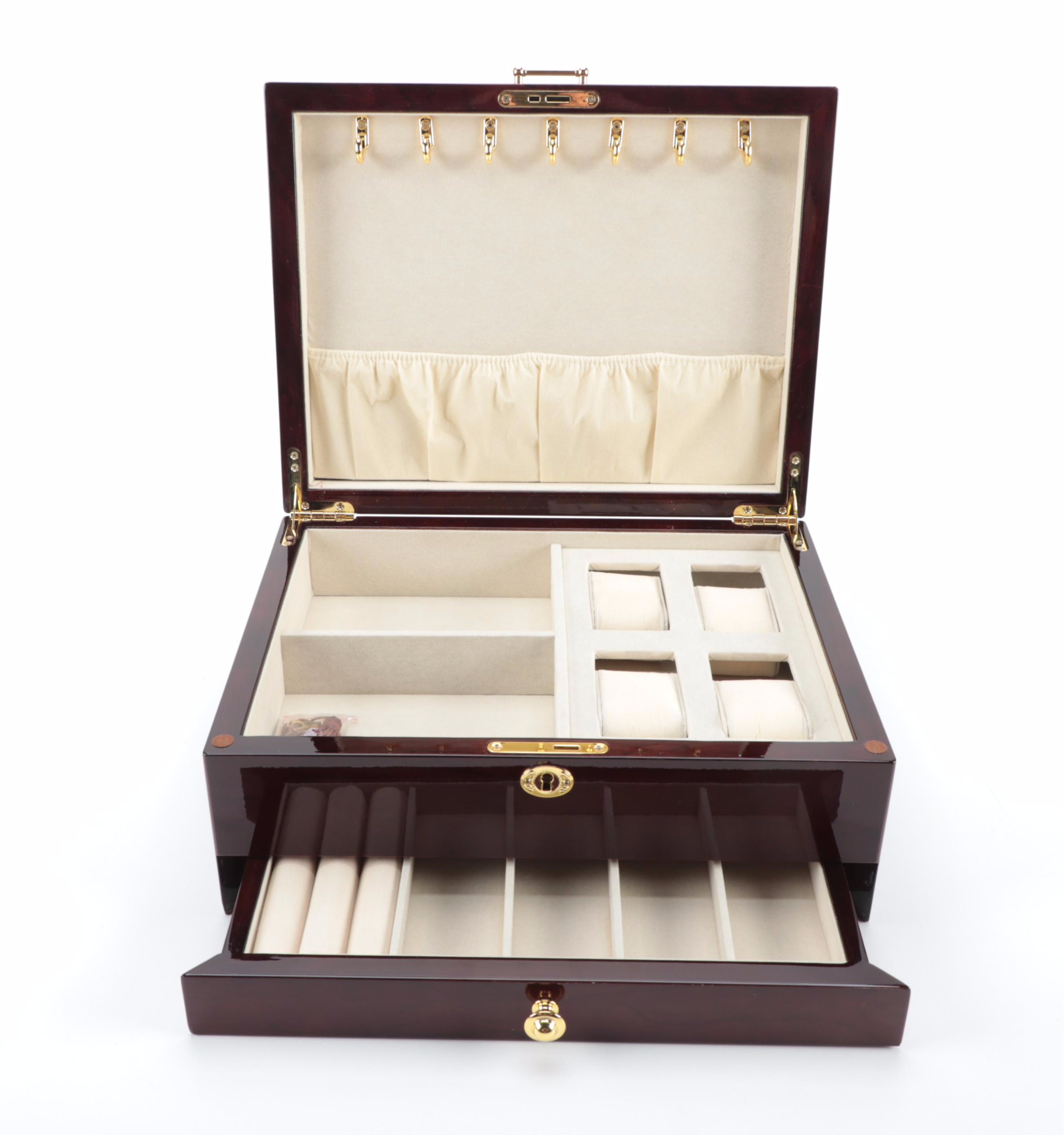 Tizo Designs Inc. Locking Jewelry Box with High Gloss Finish