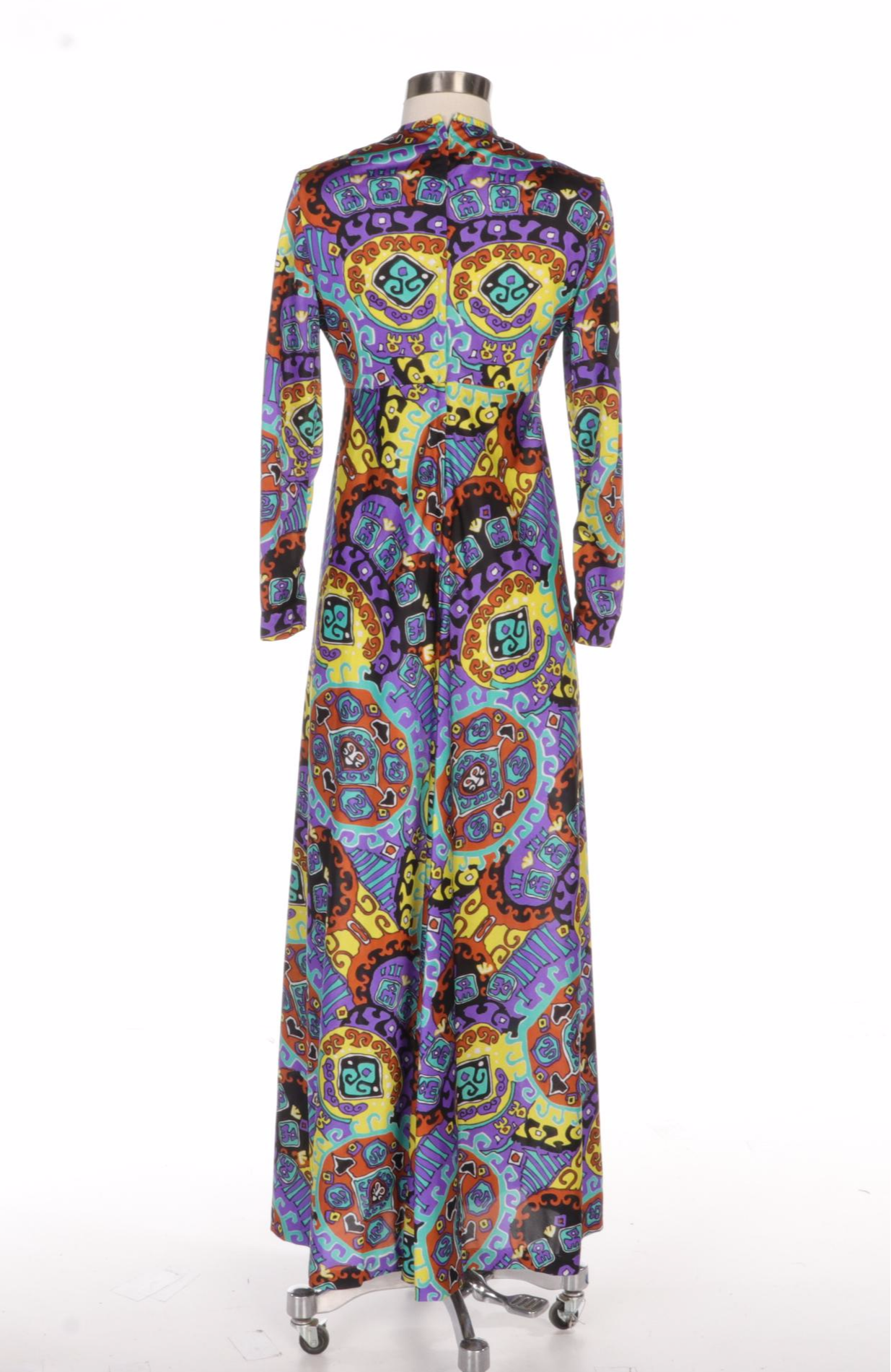 Vogue Paris Original Multicolor Print Long Sleeve Maxi Dress