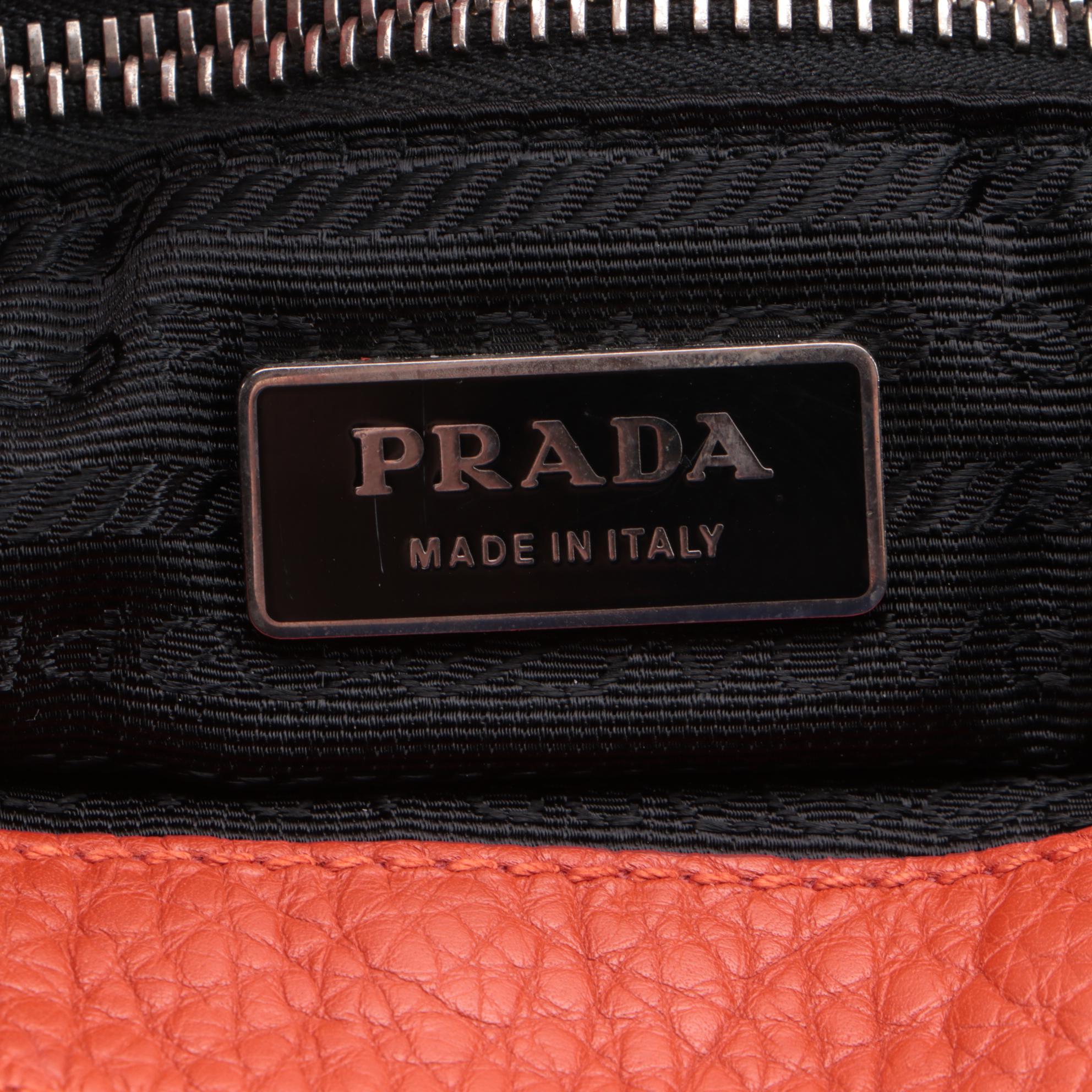 Prada Buckles Shopping Tote in Burnt Orange Vitello Daino Leather