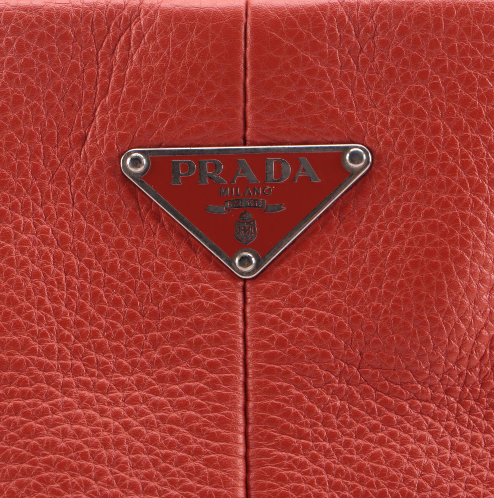 Prada Buckles Shopping Tote in Burnt Orange Vitello Daino Leather