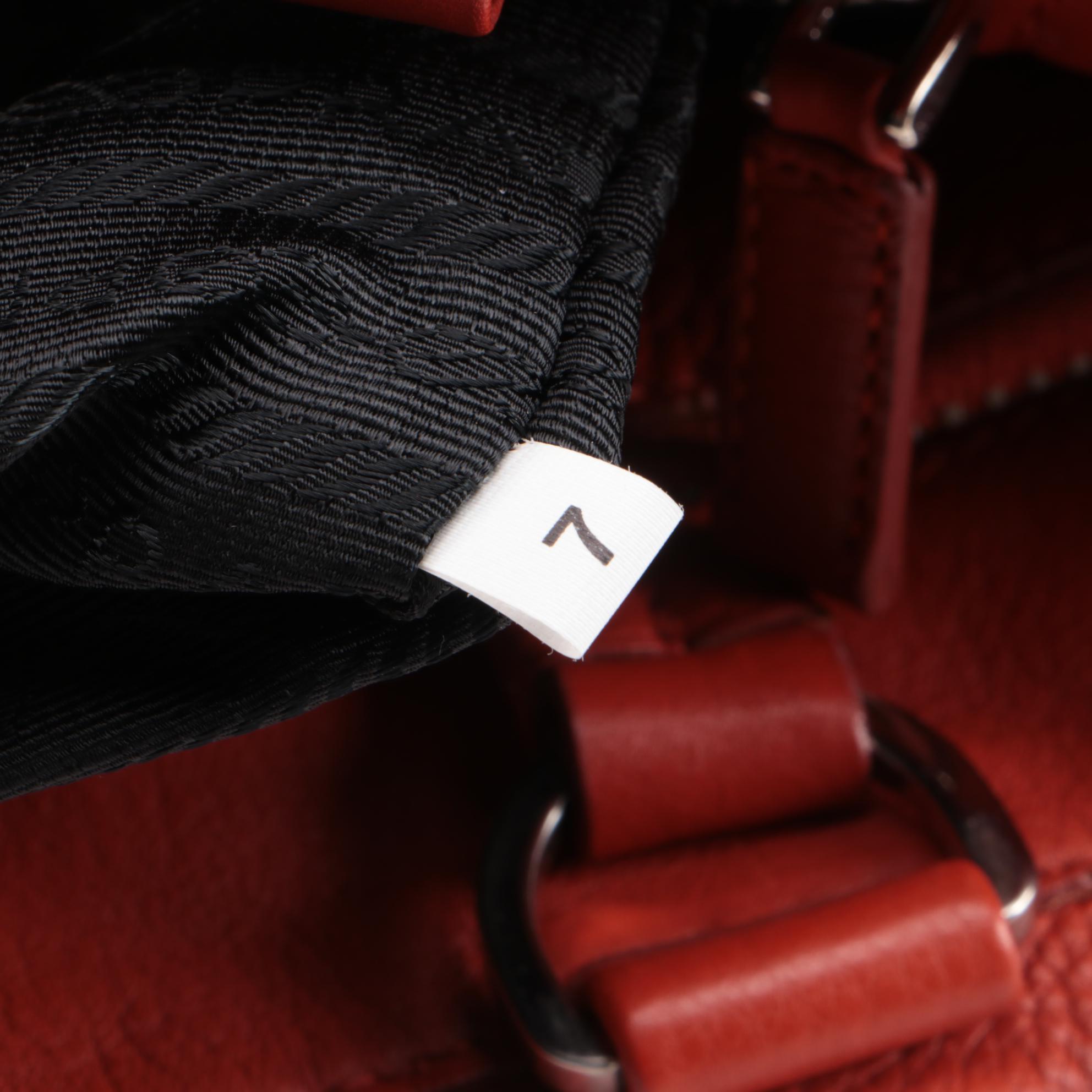 Prada Buckles Shopping Tote in Burnt Orange Vitello Daino Leather