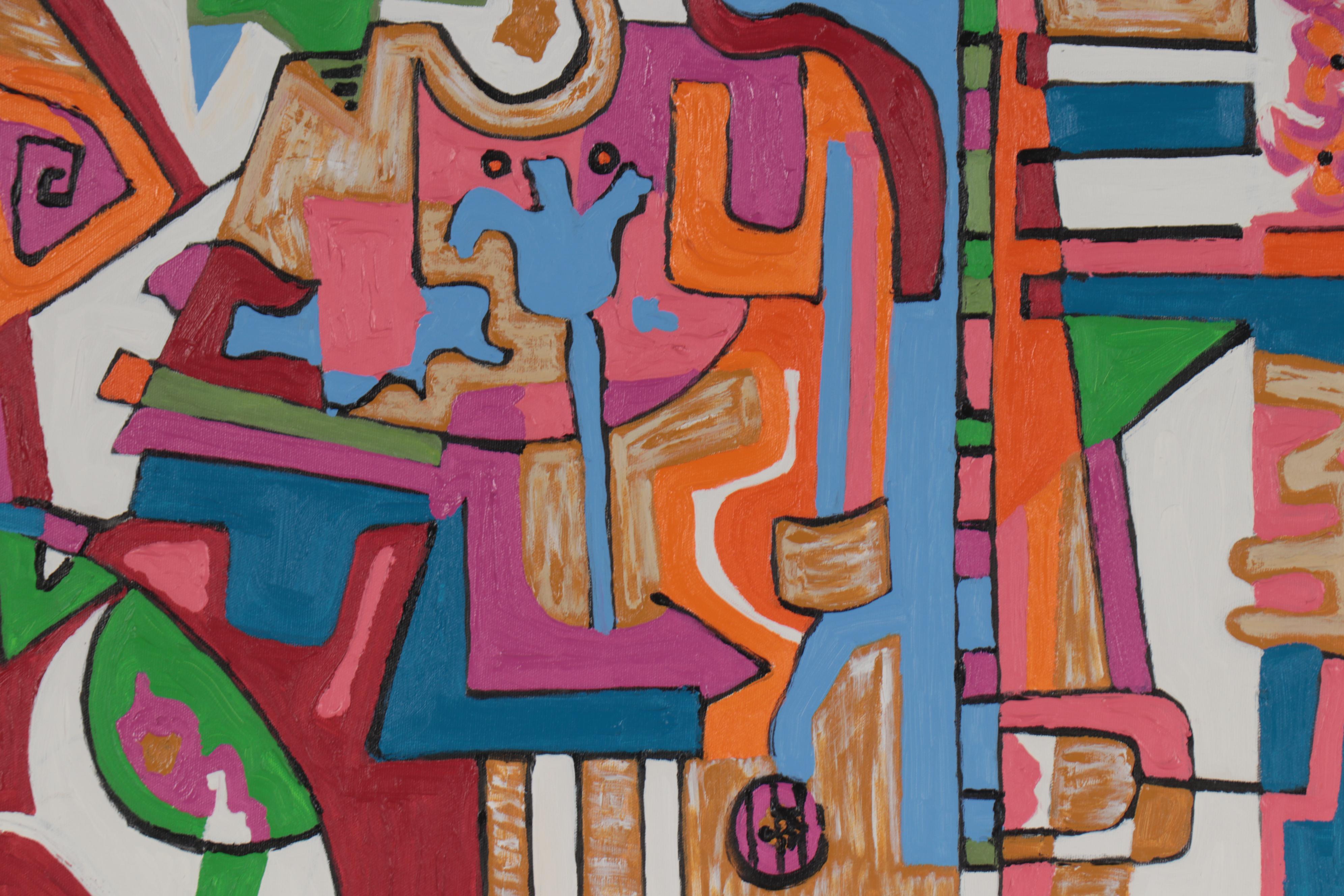 Phyllis Trager Hyman Abstract Acrylic Painting "Beach Sky," 2004