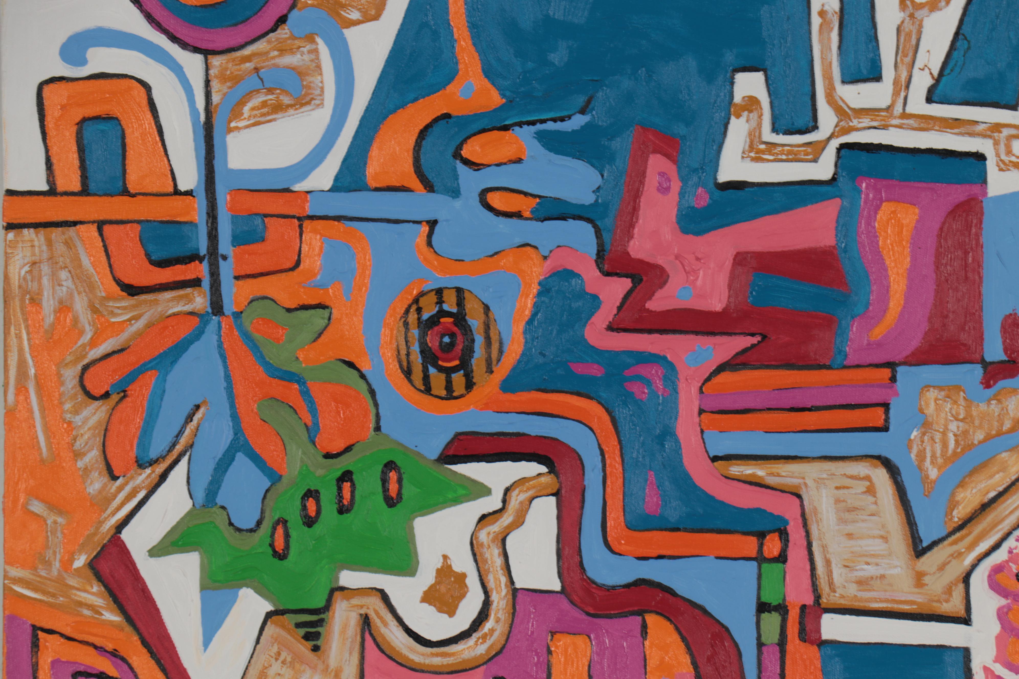 Phyllis Trager Hyman Abstract Acrylic Painting "Beach Sky," 2004