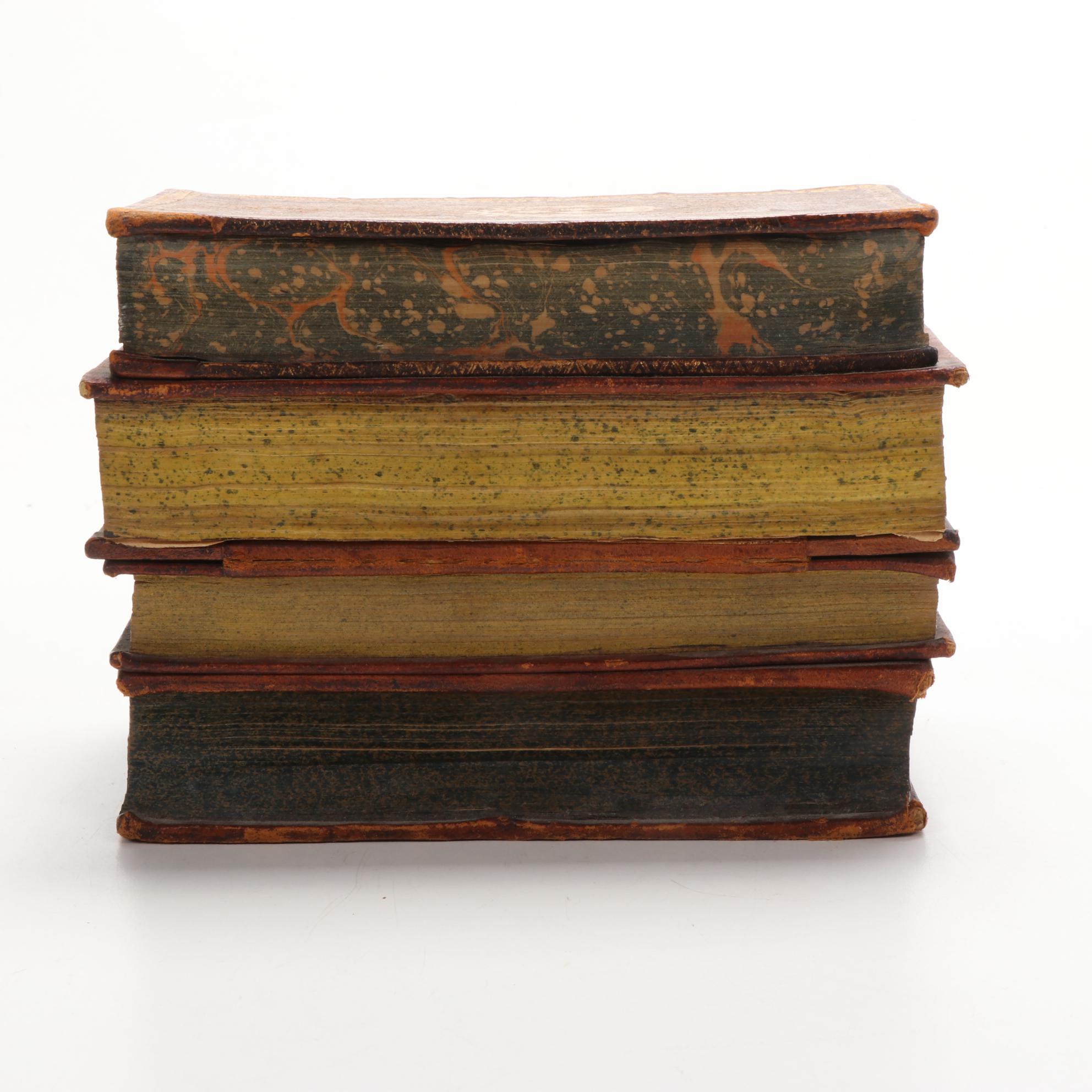 French Hidden Bar Book Tantalus Decanter Set, Late 19th Century