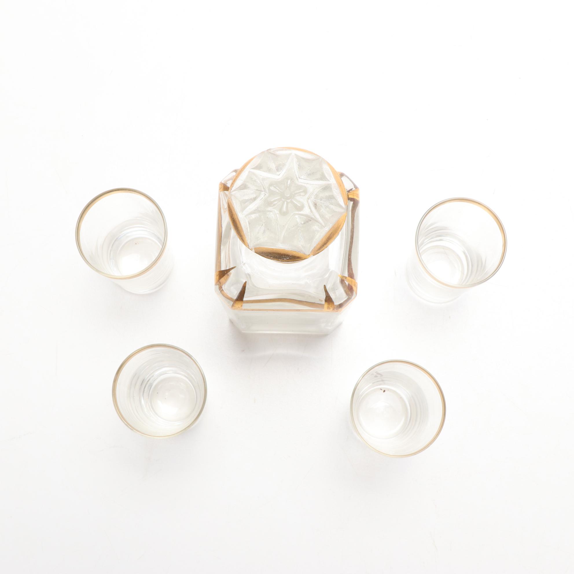 French Hidden Bar Book Tantalus Decanter Set, Late 19th Century