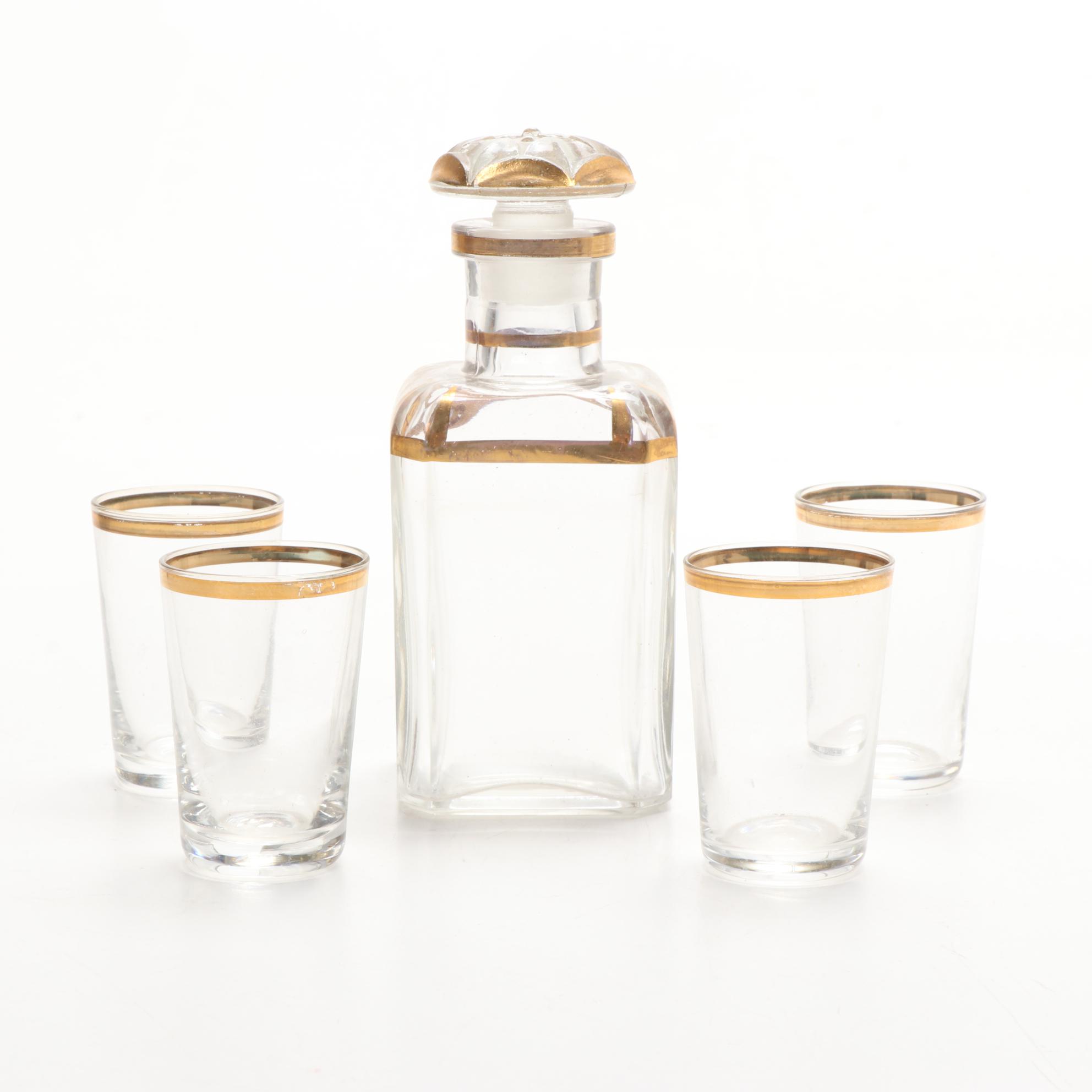 French Hidden Bar Book Tantalus Decanter Set, Late 19th Century