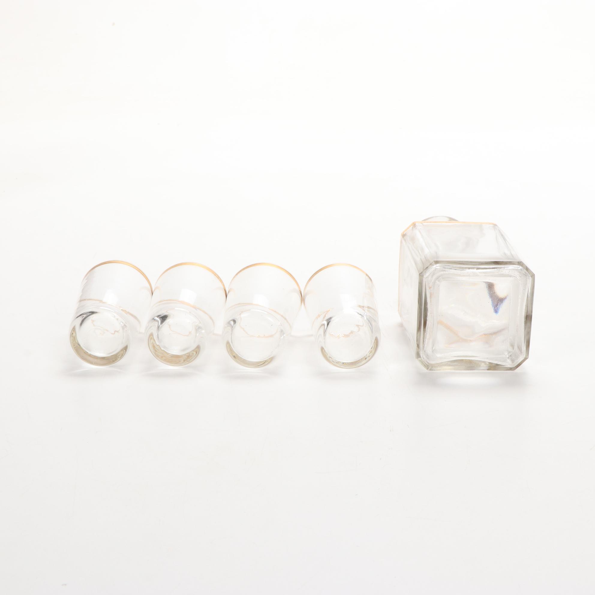 French Hidden Bar Book Tantalus Decanter Set, Late 19th Century