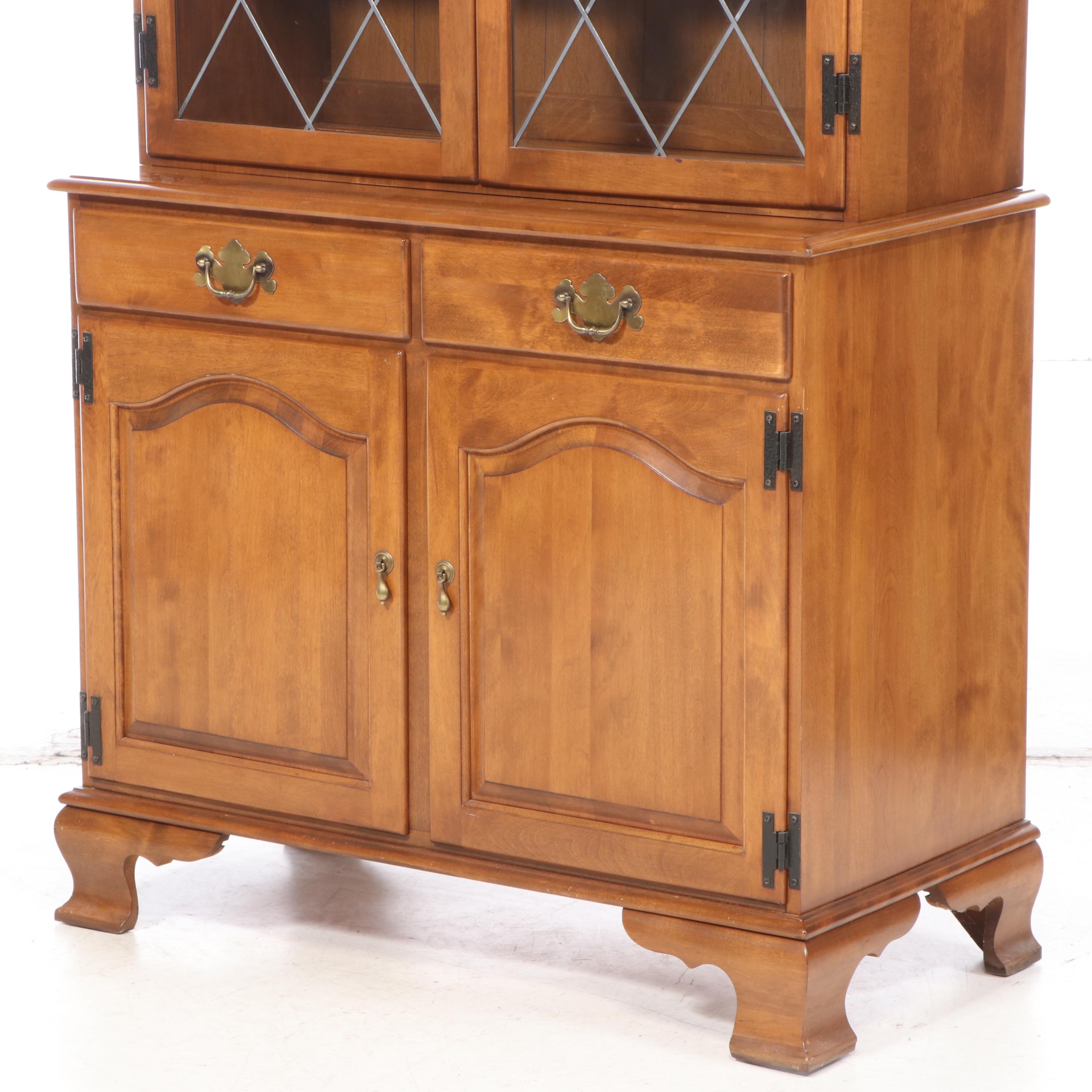 Ethan Allen Chippendale Style Maple China Cabinet, Late 20th Century