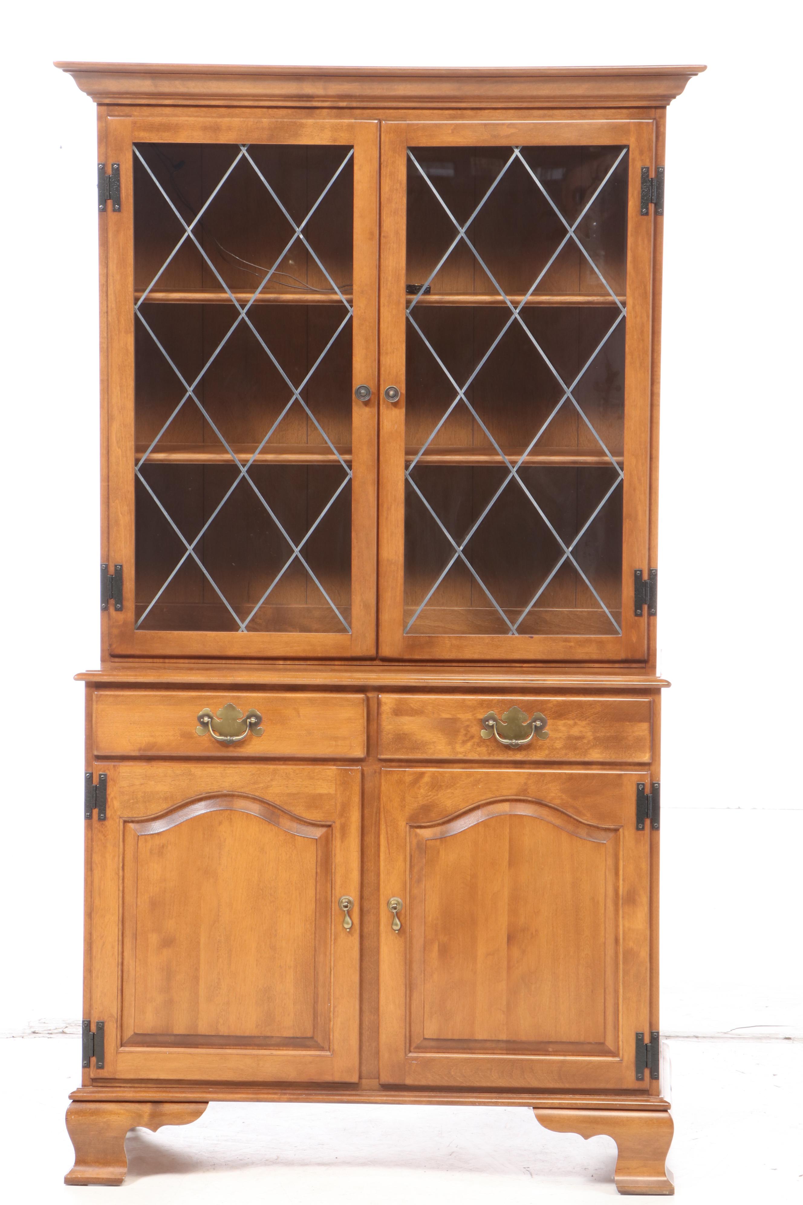 Ethan Allen Chippendale Style Maple China Cabinet, Late 20th Century