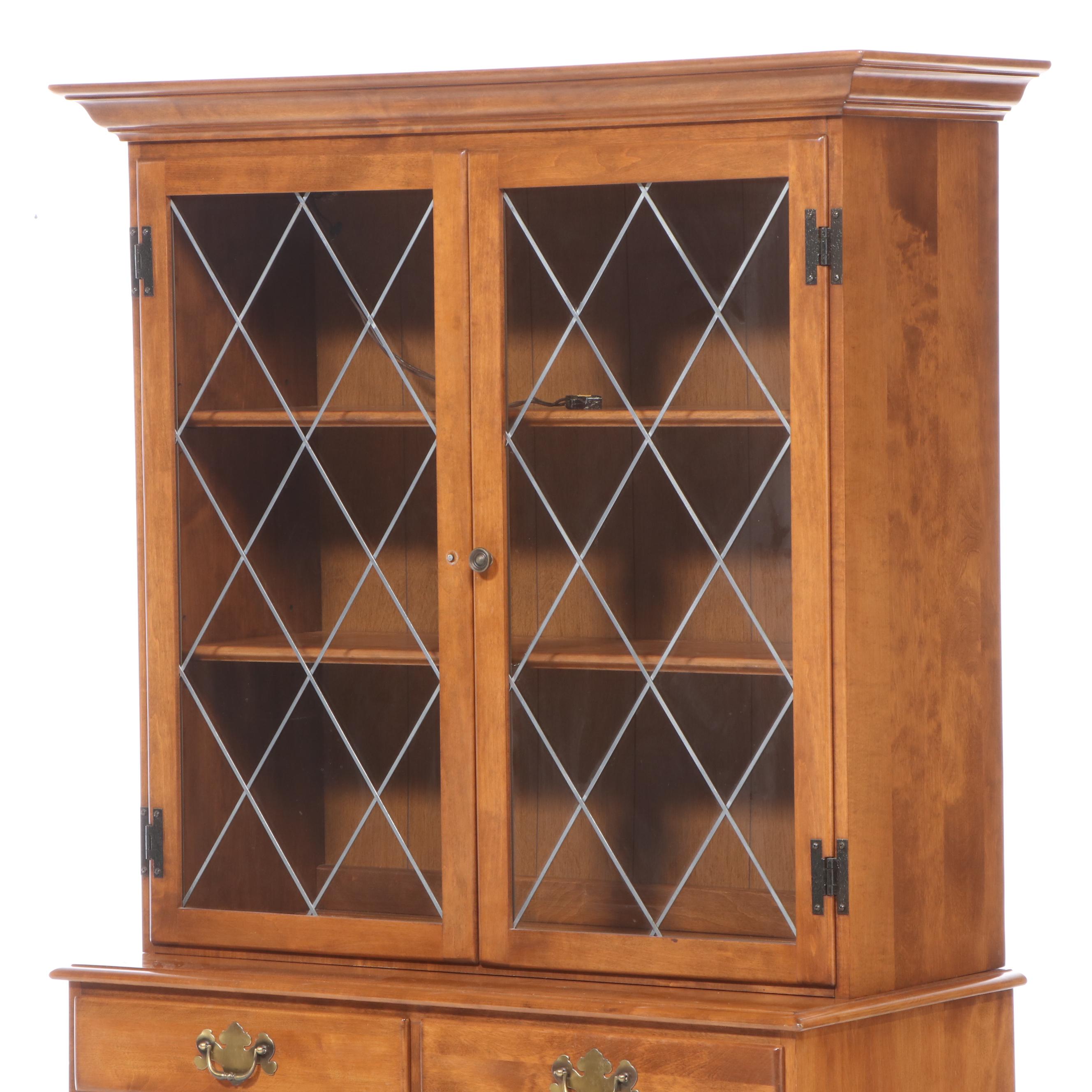 Ethan Allen Chippendale Style Maple China Cabinet, Late 20th Century