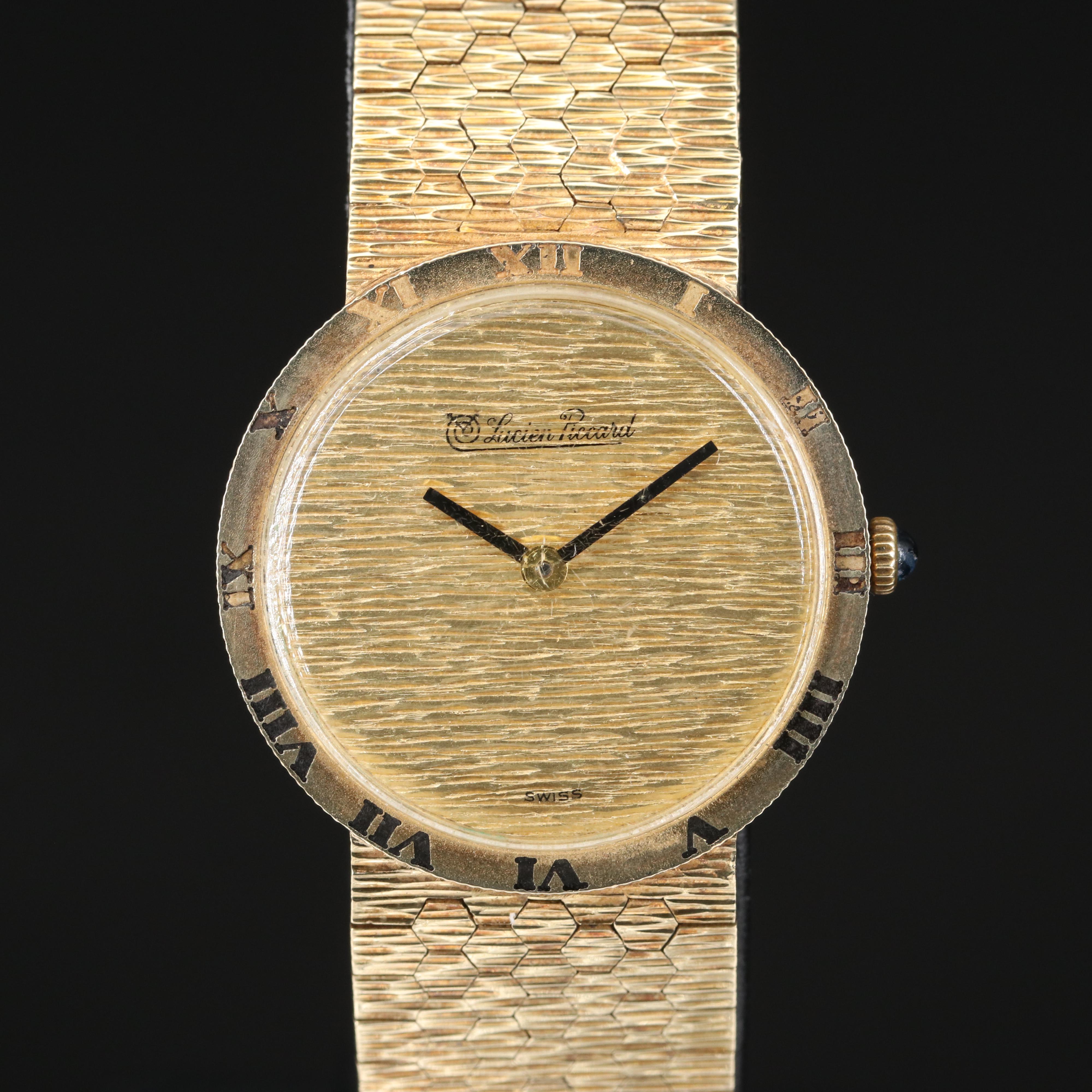 Vintage Lucien Piccard 14K Gold Stem Wind Watch