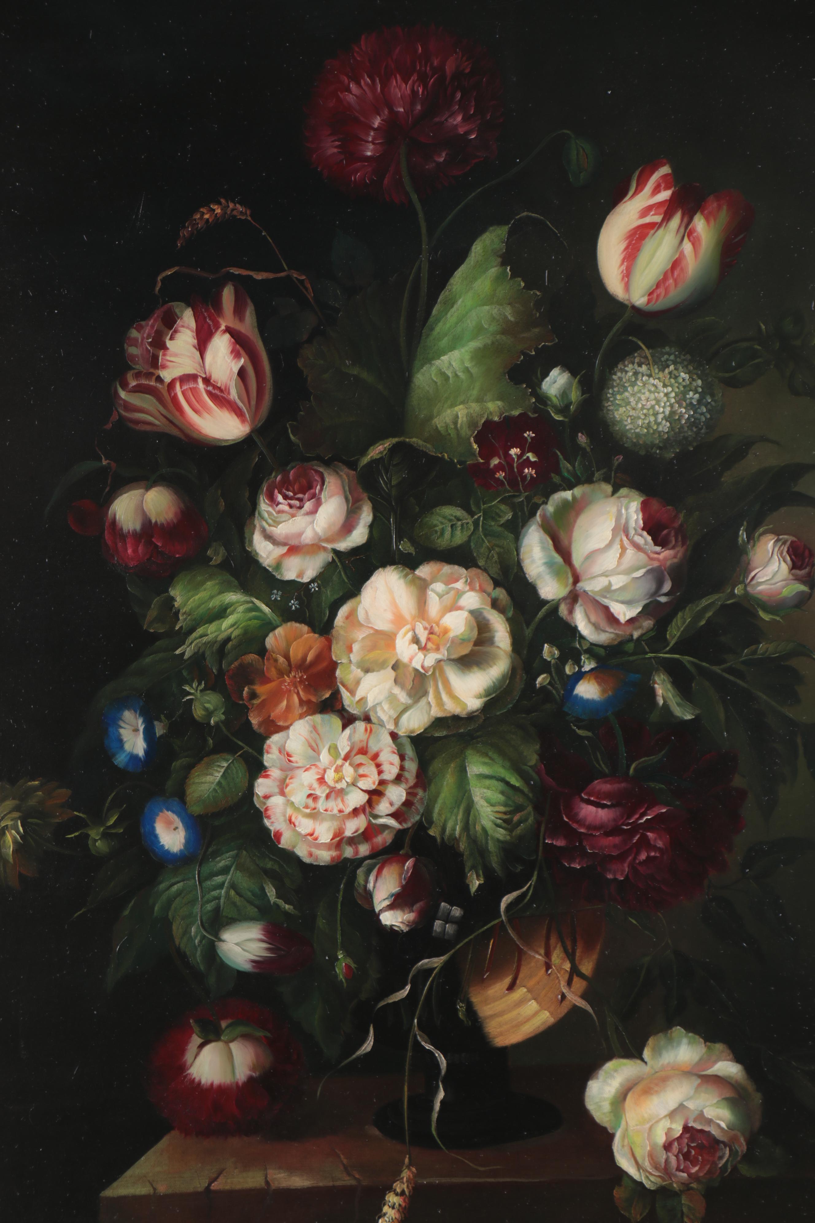 Dutch Style Floral Still Life Oil Painting, 21st Century