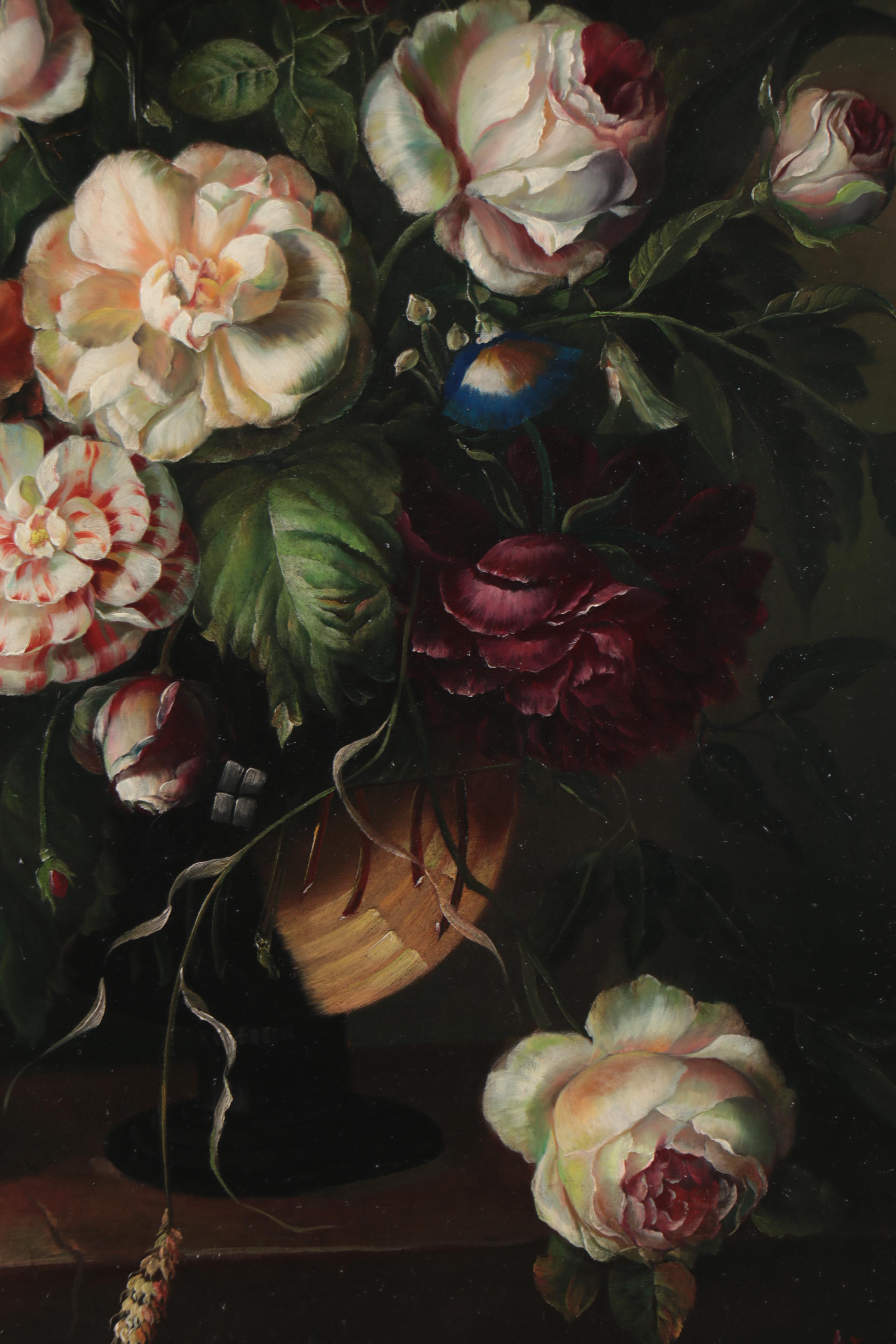 Dutch Style Floral Still Life Oil Painting, 21st Century
