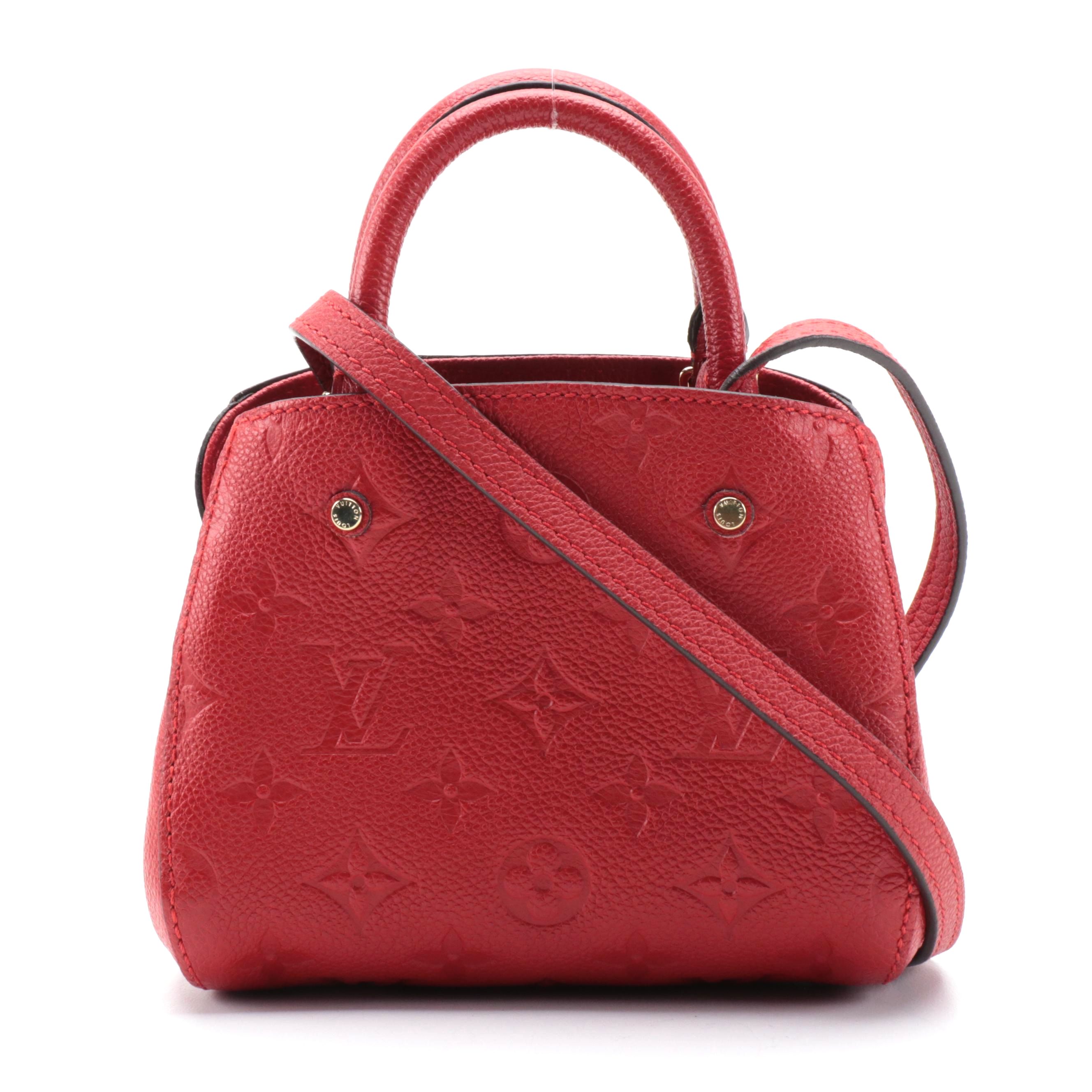 Louis Vuitton Nano Montaigne Bag in Cherry Empreinte Monogram Leather