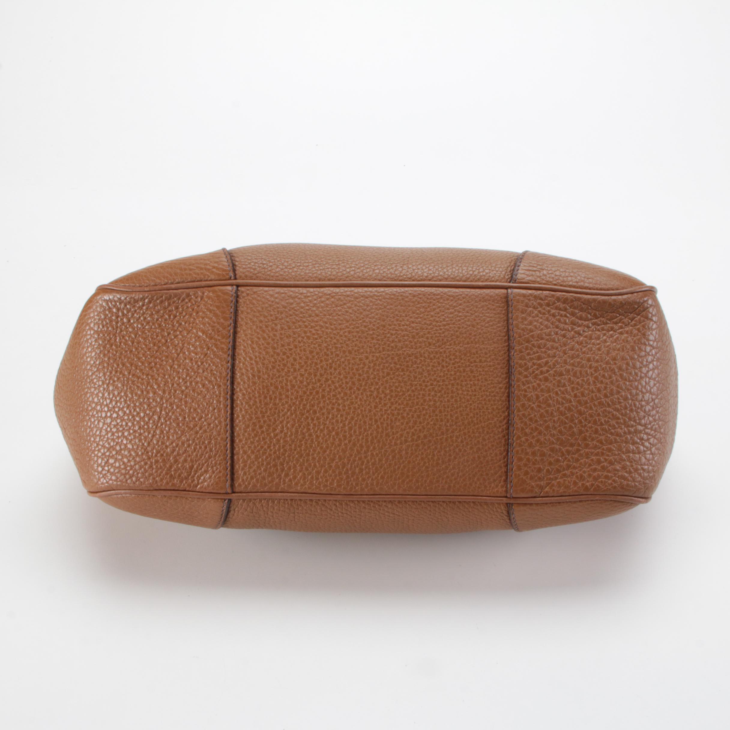 Prada Sound Lock Satchel Bag in Brown Vitello Daino Leather