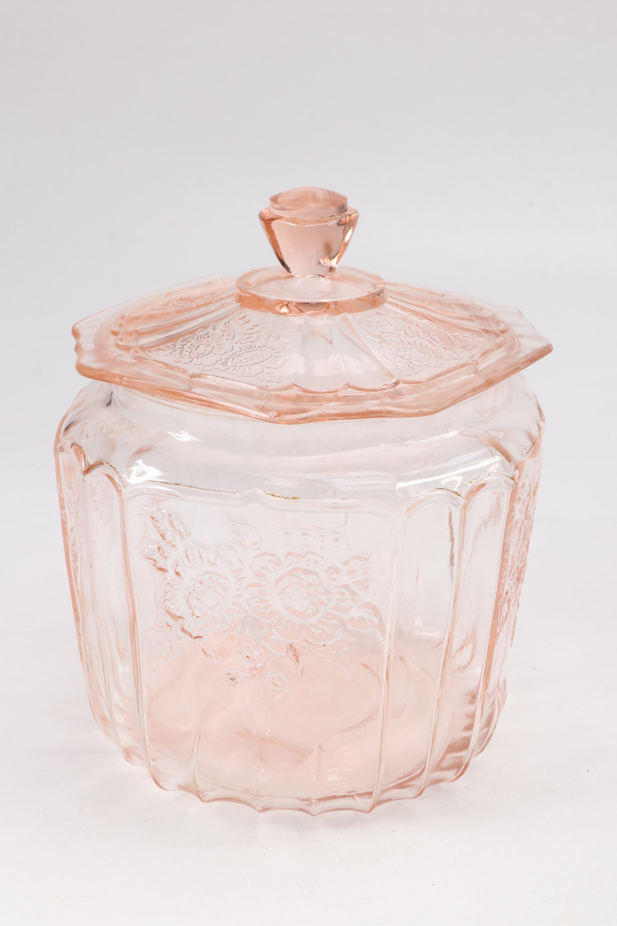 Anchor Hocking "Mayfair Pink" Depression Glass Biscuit Jars and Other Tableware