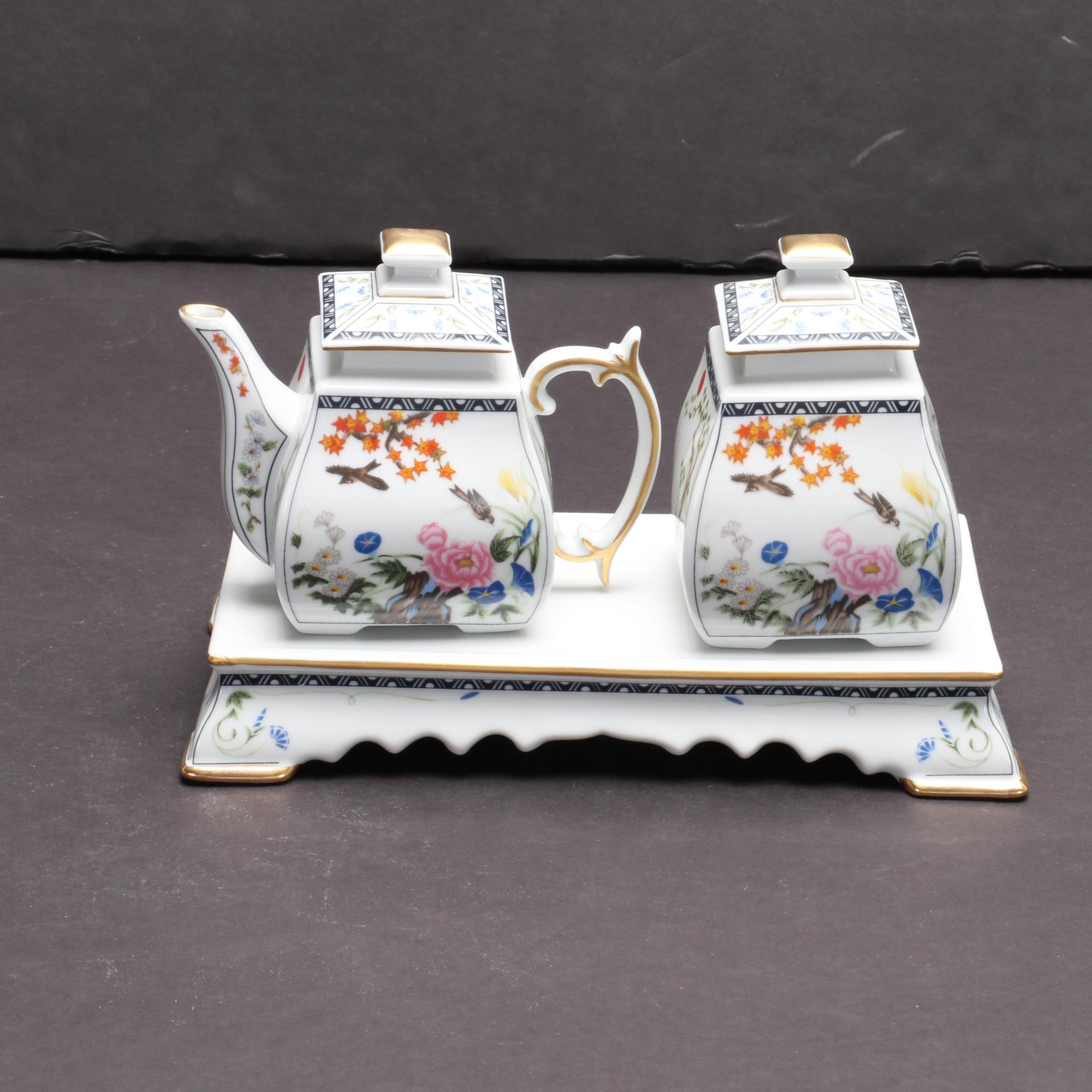 Naoko Nobata for Franklin Mint "Birds and Flowers of the Orient" Tea Set, 1989