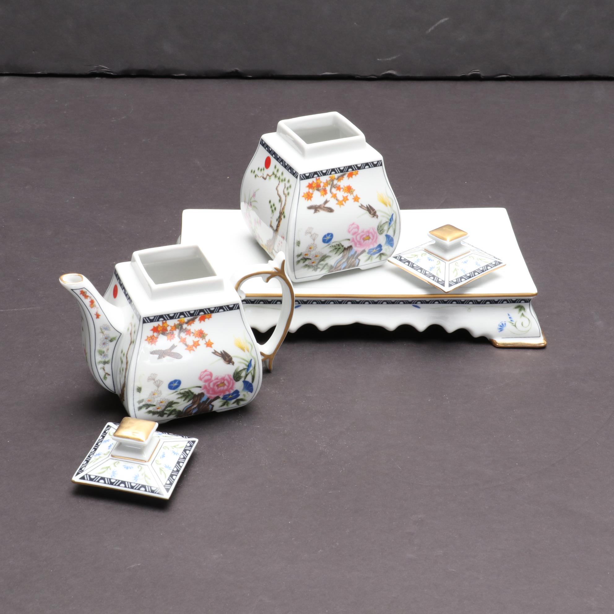 Naoko Nobata for Franklin Mint "Birds and Flowers of the Orient" Tea Set, 1989