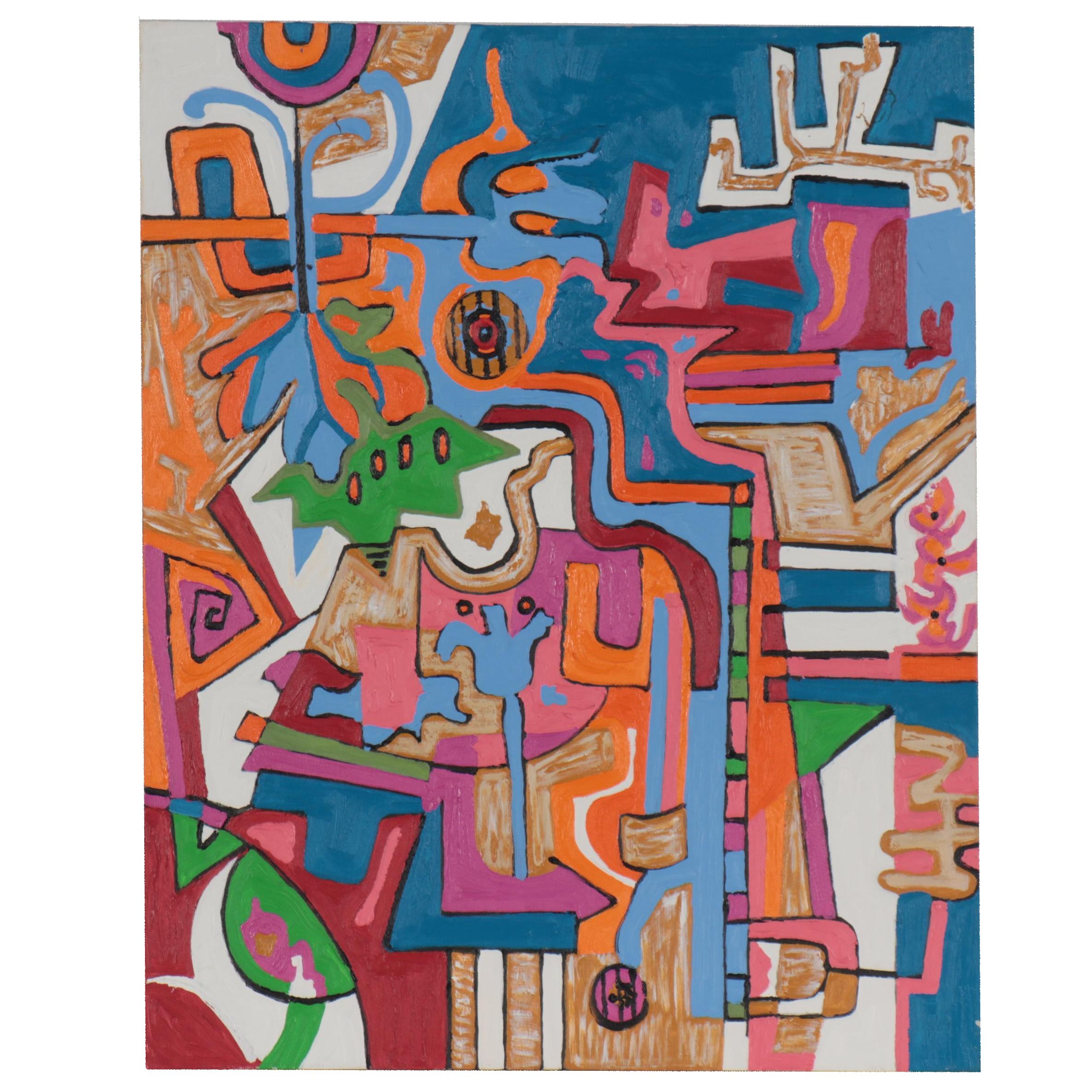 Phyllis Trager Hyman Abstract Acrylic Painting "Beach Sky," 2004