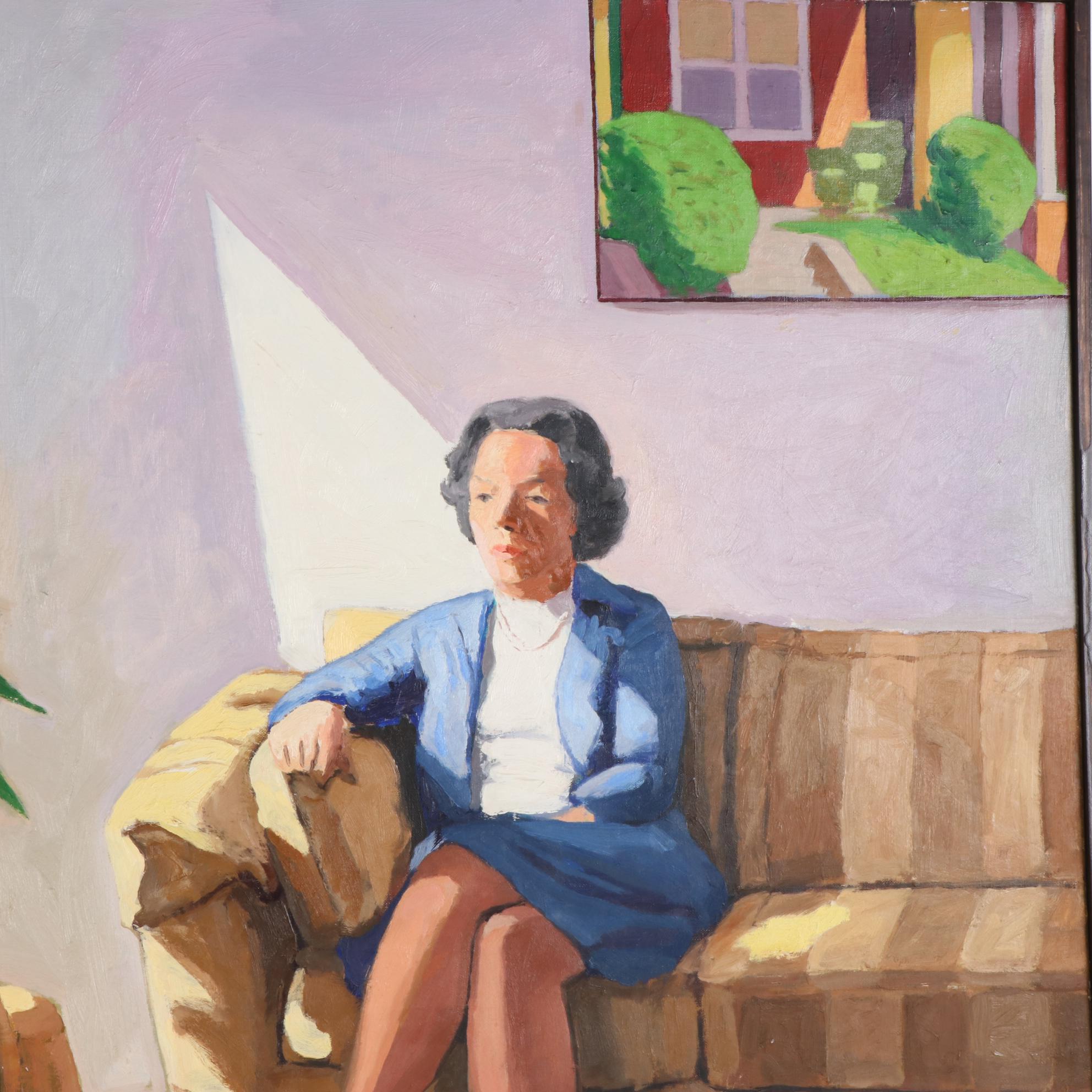 Stephen Hankin Oil Painting "Portrait of Alice at the Whiting Apartment," 1980