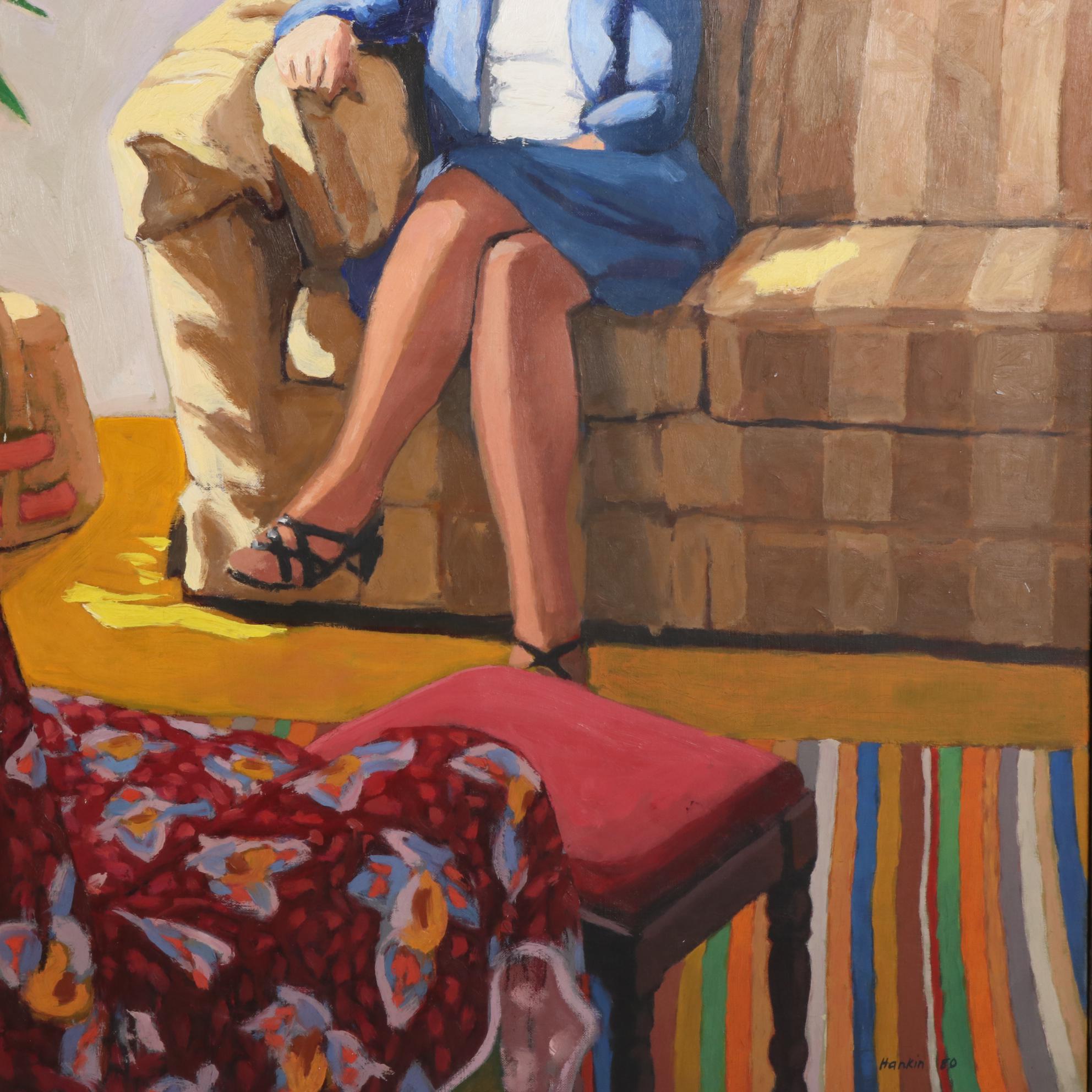Stephen Hankin Oil Painting "Portrait of Alice at the Whiting Apartment," 1980