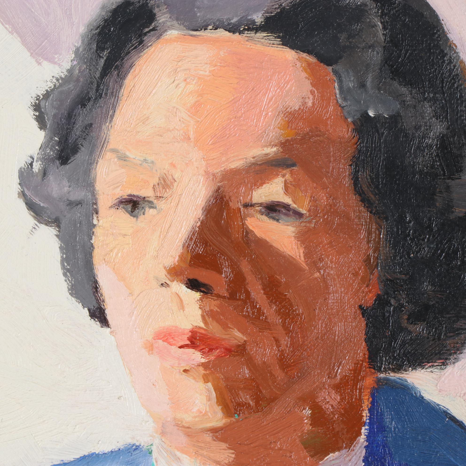 Stephen Hankin Oil Painting "Portrait of Alice at the Whiting Apartment," 1980