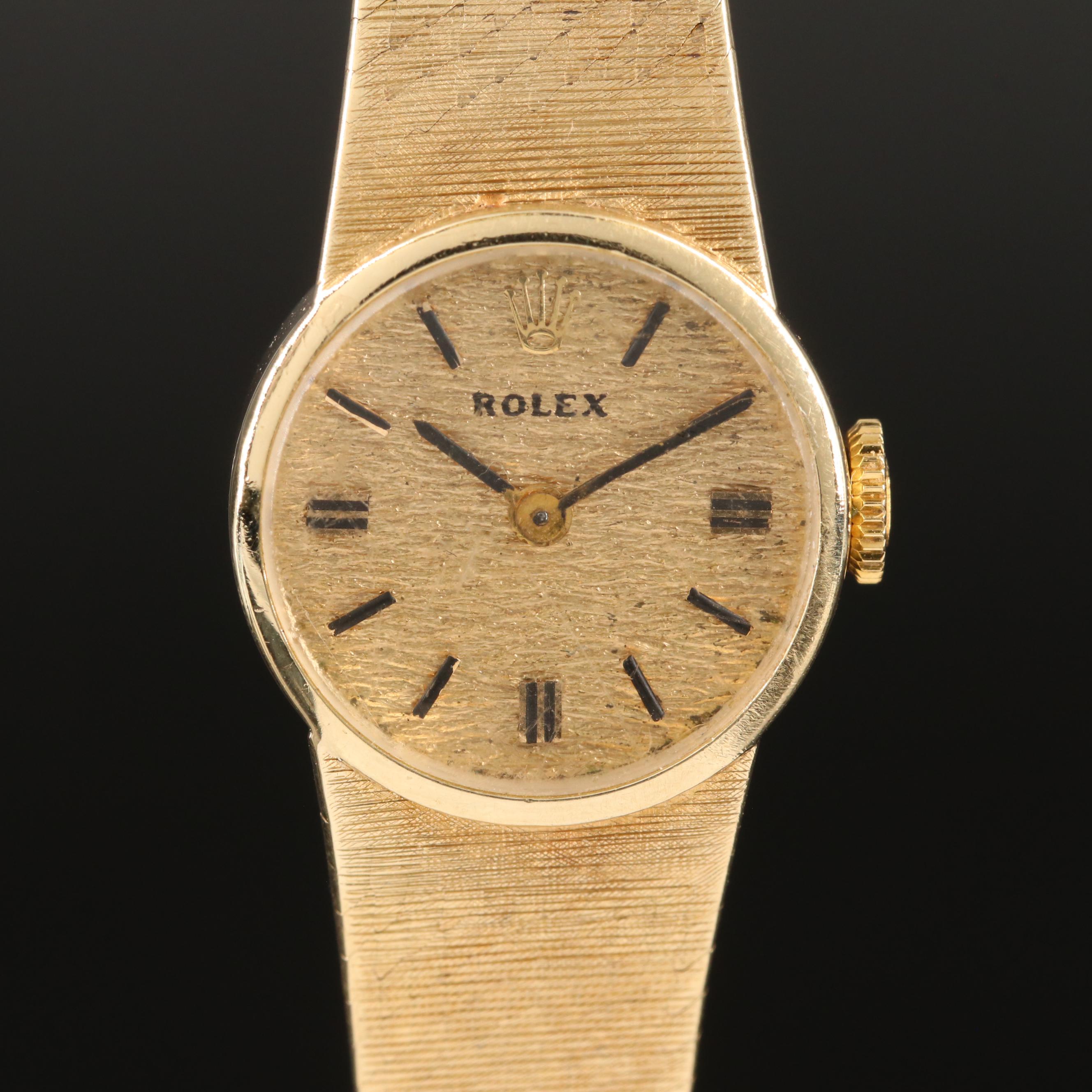 Vintage Rolex Cocktail 14K Yellow Gold Stem Wind Watch