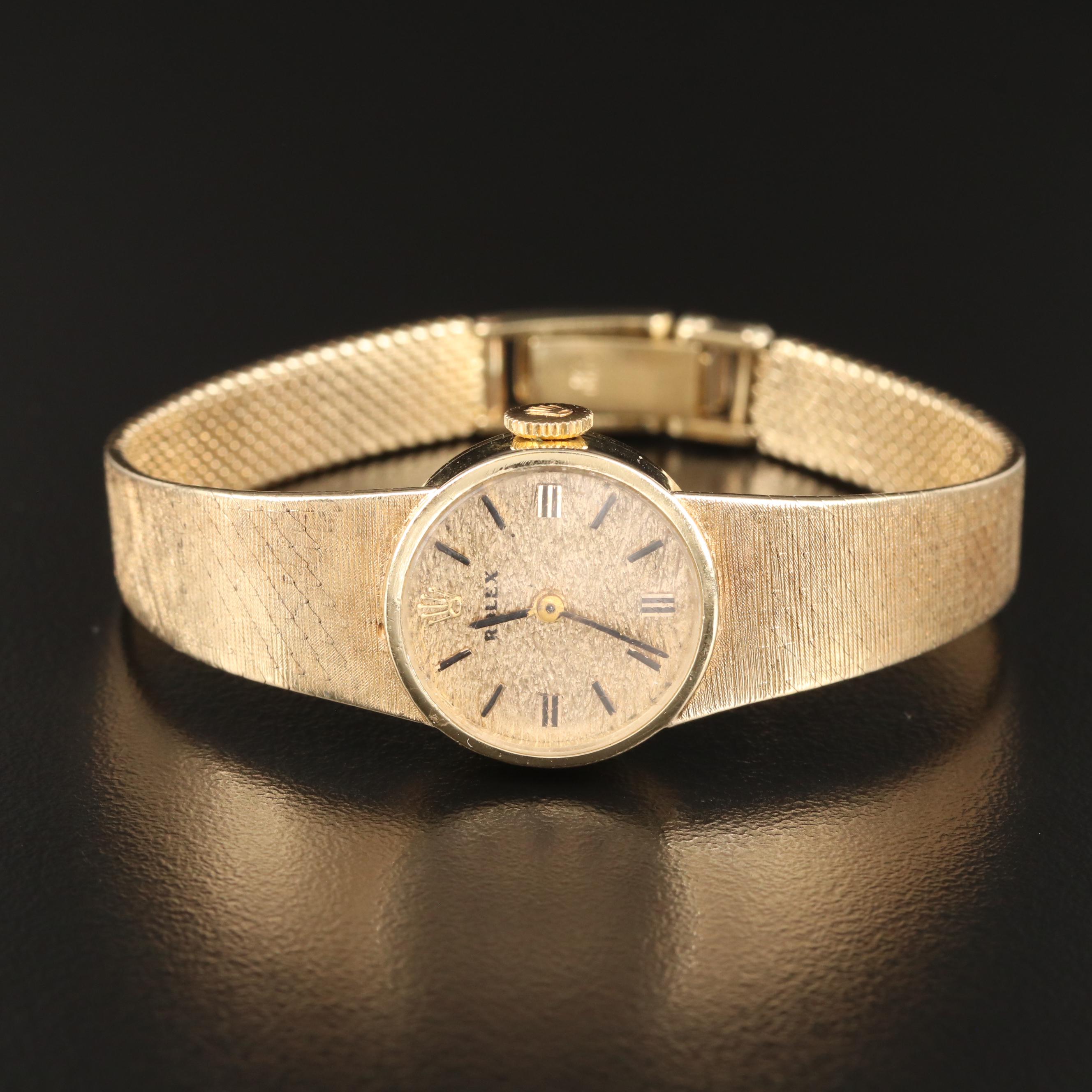 Vintage Rolex Cocktail 14K Yellow Gold Stem Wind Watch